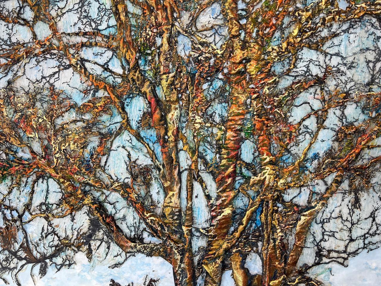 Golden Light, Lesley Richmond, 2025, Quadro da parete in fibra tessile a tecnica mista in vendita 2