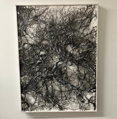 "Ice Branch", Contemporary, Mischtechnik, Wandskulptur, gerahmt, Faser
