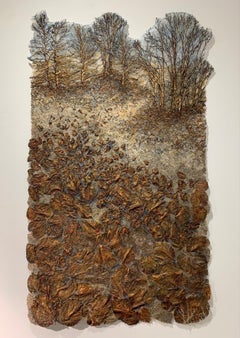 "Skyline II", scultura a tecnica mista da parete realizzata in cotone, seta e kozo