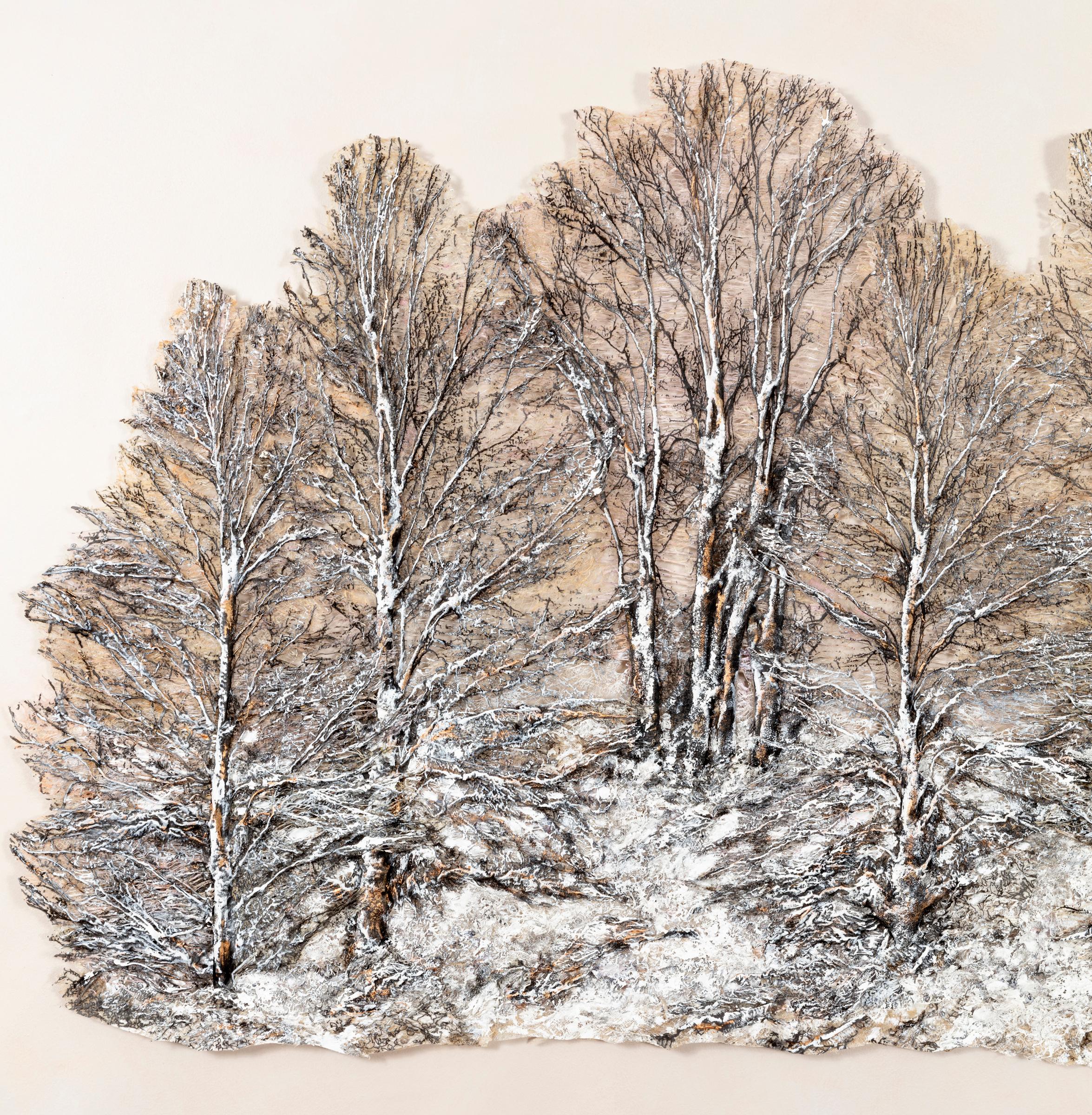 « Winter Light Dawn », contemporain, techniques mixtes, textile, sculpture murale  - Sculpture de Lesley Richmond