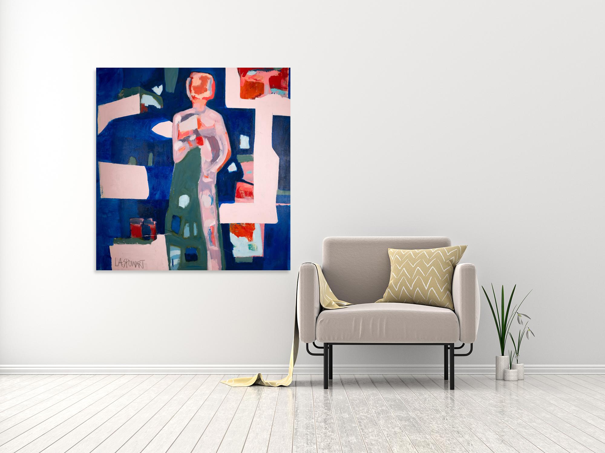 Figure in Blue - Abstract Painting by Lesley Spowart - Contemporary Art For Sale 1