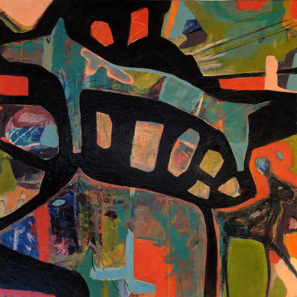 Lesley Spowart Animal Painting - Pig, Dog, Deer (Aboriginal) by Lesley Anne Spowart