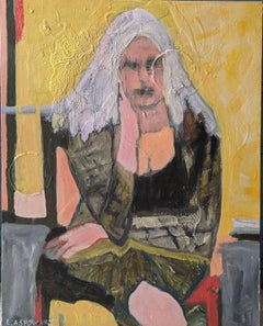 Seated Girl - Abstract Painting by Lesley Spowart