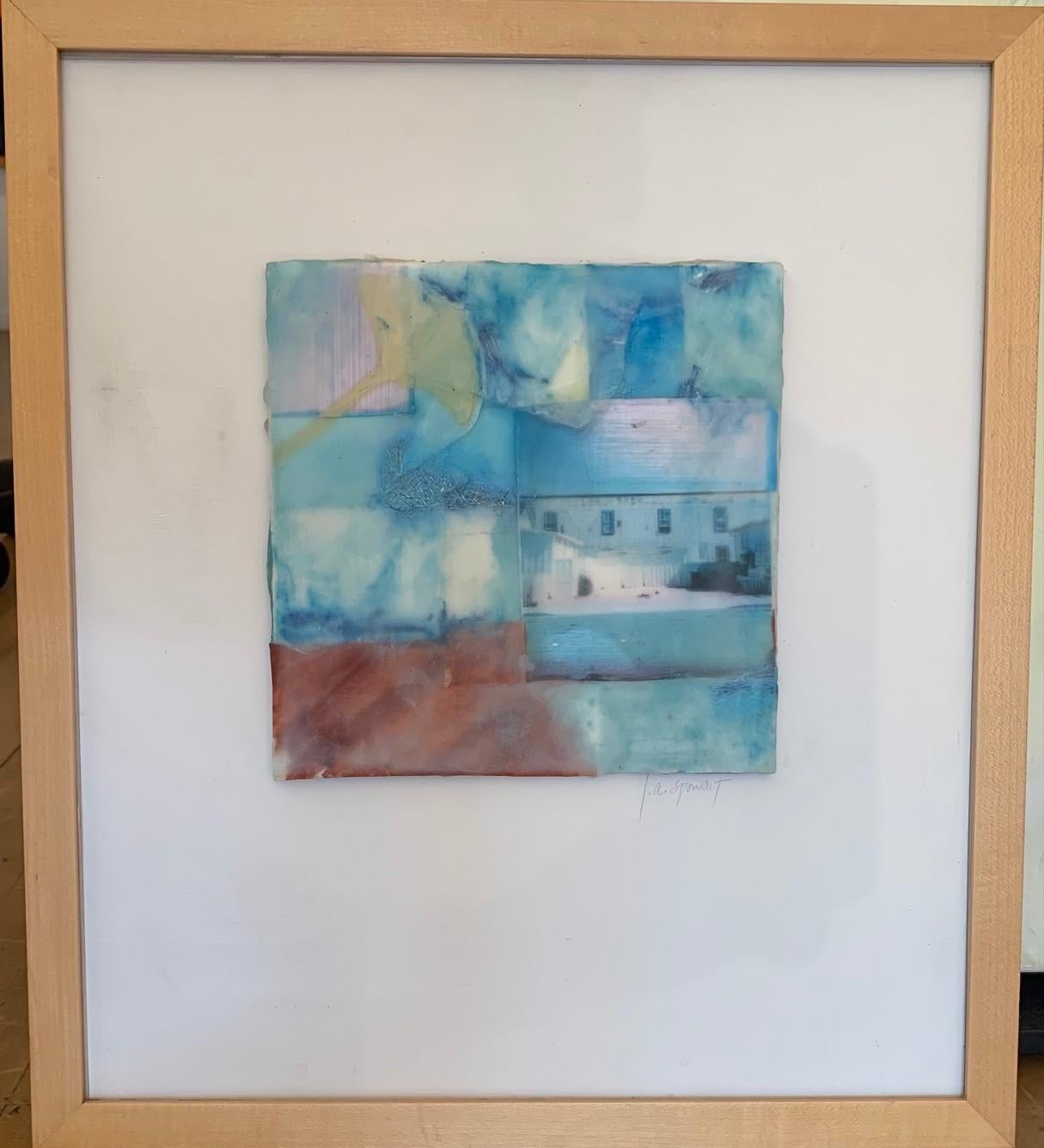 Lesley Spowart Abstract Painting - "Stratum " Oil & Wax Abstract  Contemporary 14.5" x 16.5" Framed By Lesley