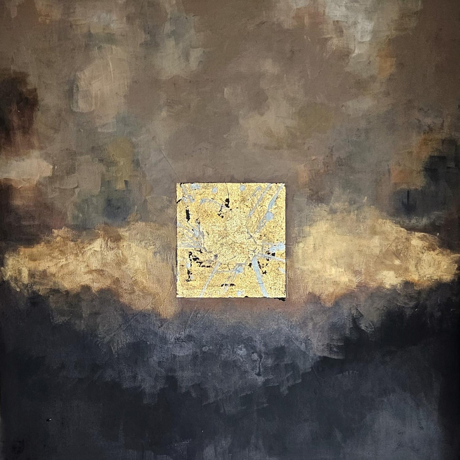 Fuego y sombras, pintura abstracta - Mixed Media Art de Leslie Ann Butler