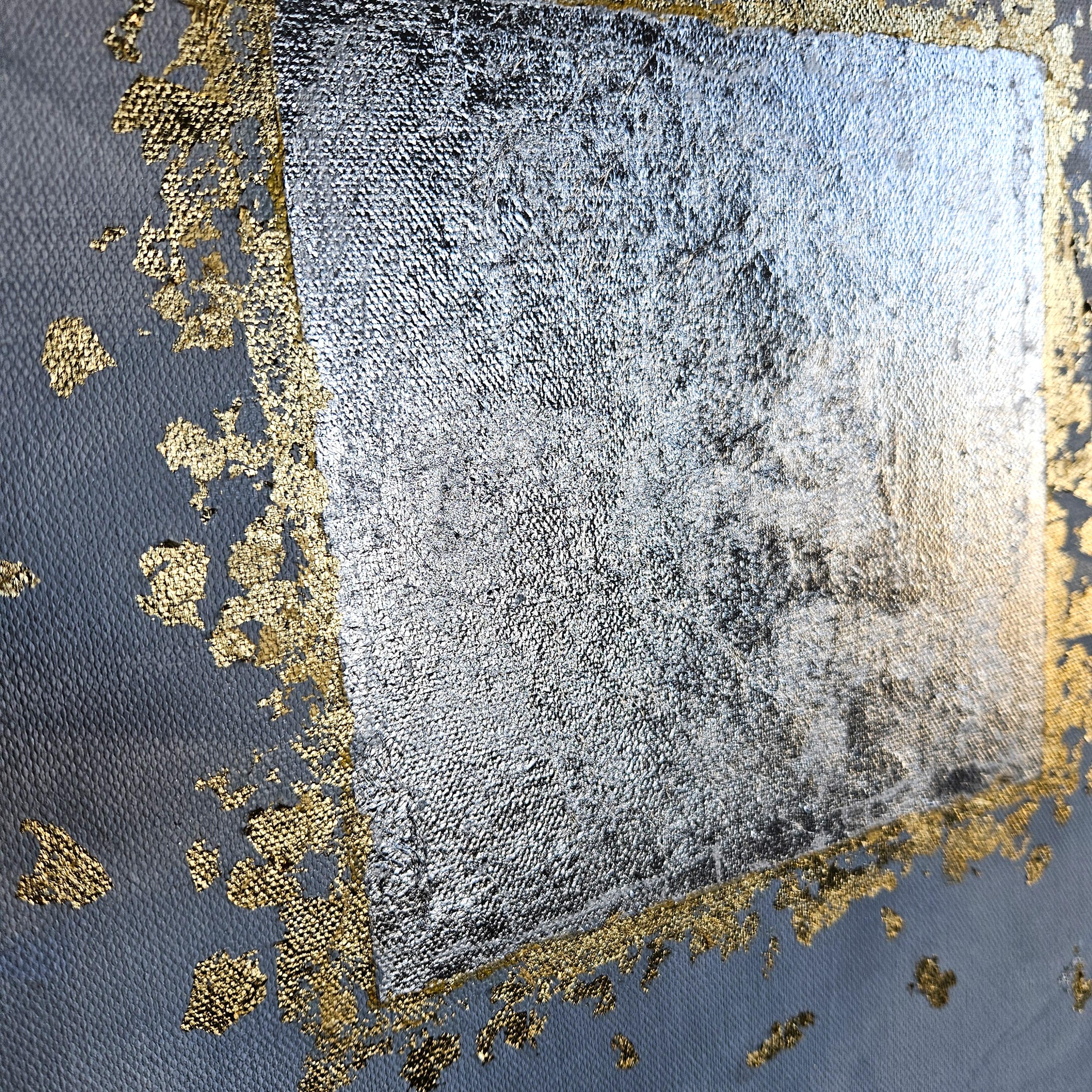 Après la pluie, peinture abstraite - Bleu Abstract Painting par Leslie Ann Butler