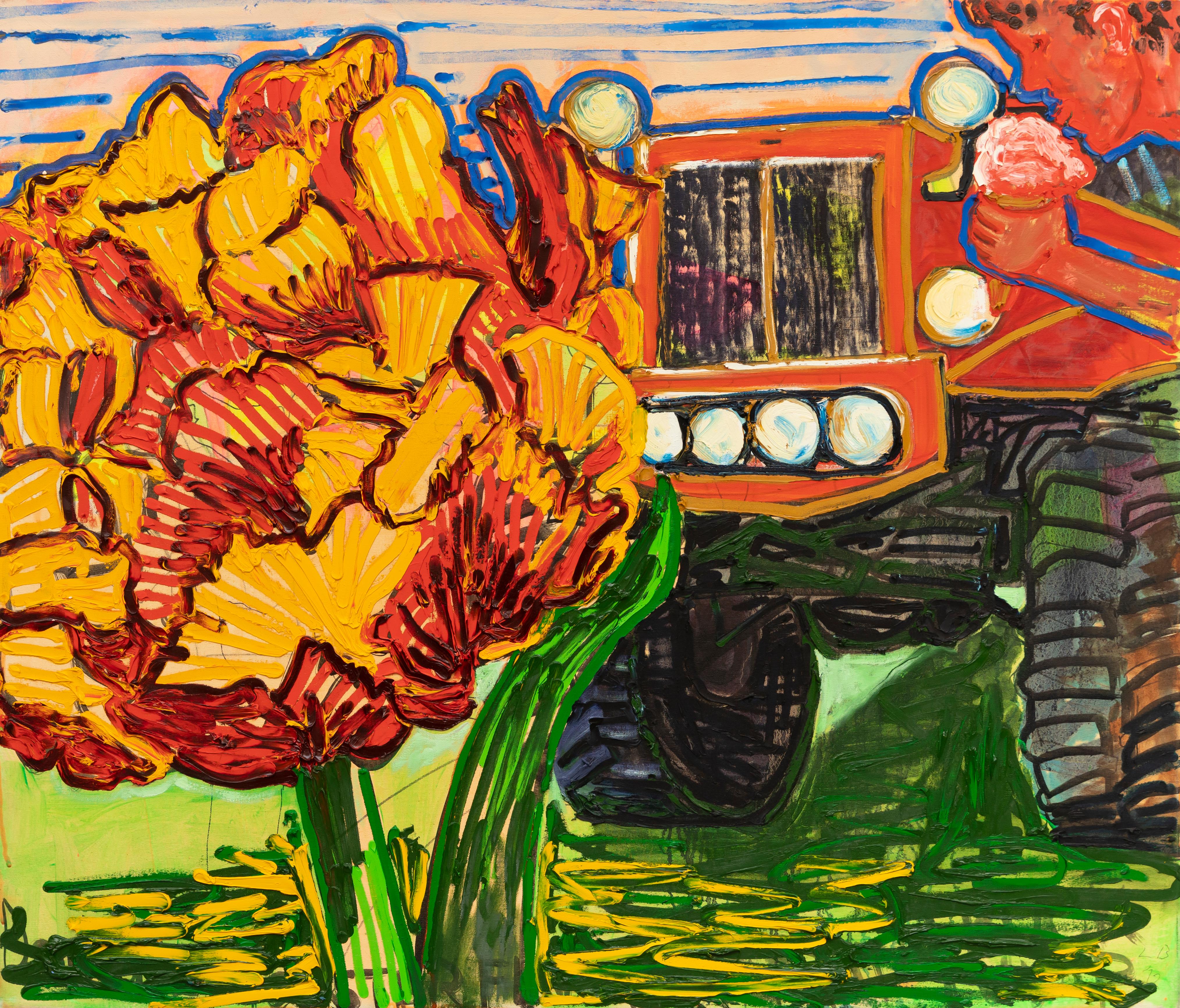 Leslie Bostrom, Tulipe, camion, crème glacée, huile sur toile, 2012 en vente 1