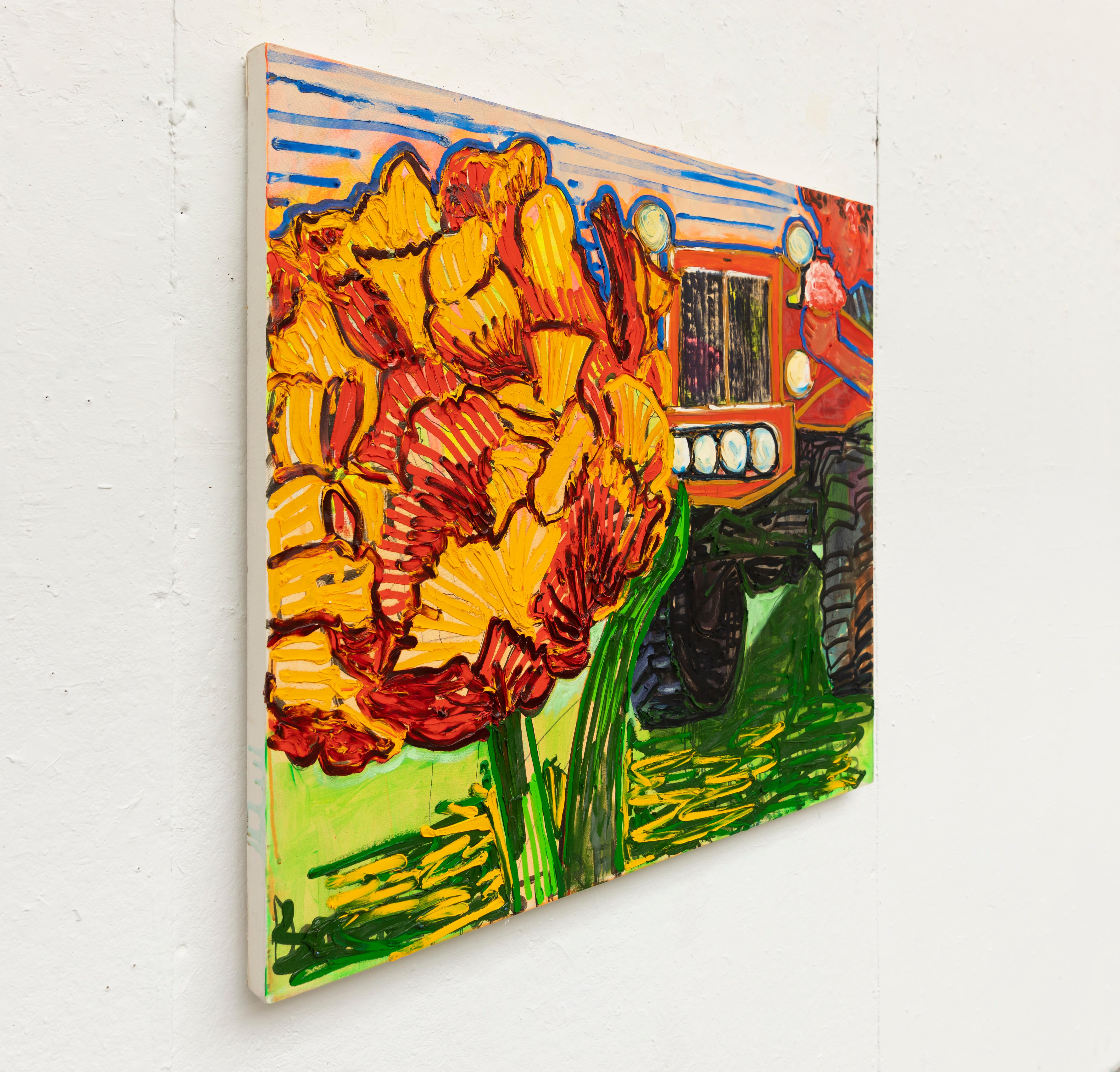 Leslie Bostrom, Tulip, Truck, Ice Cream, Oil on Canvas, 2012 For Sale 1