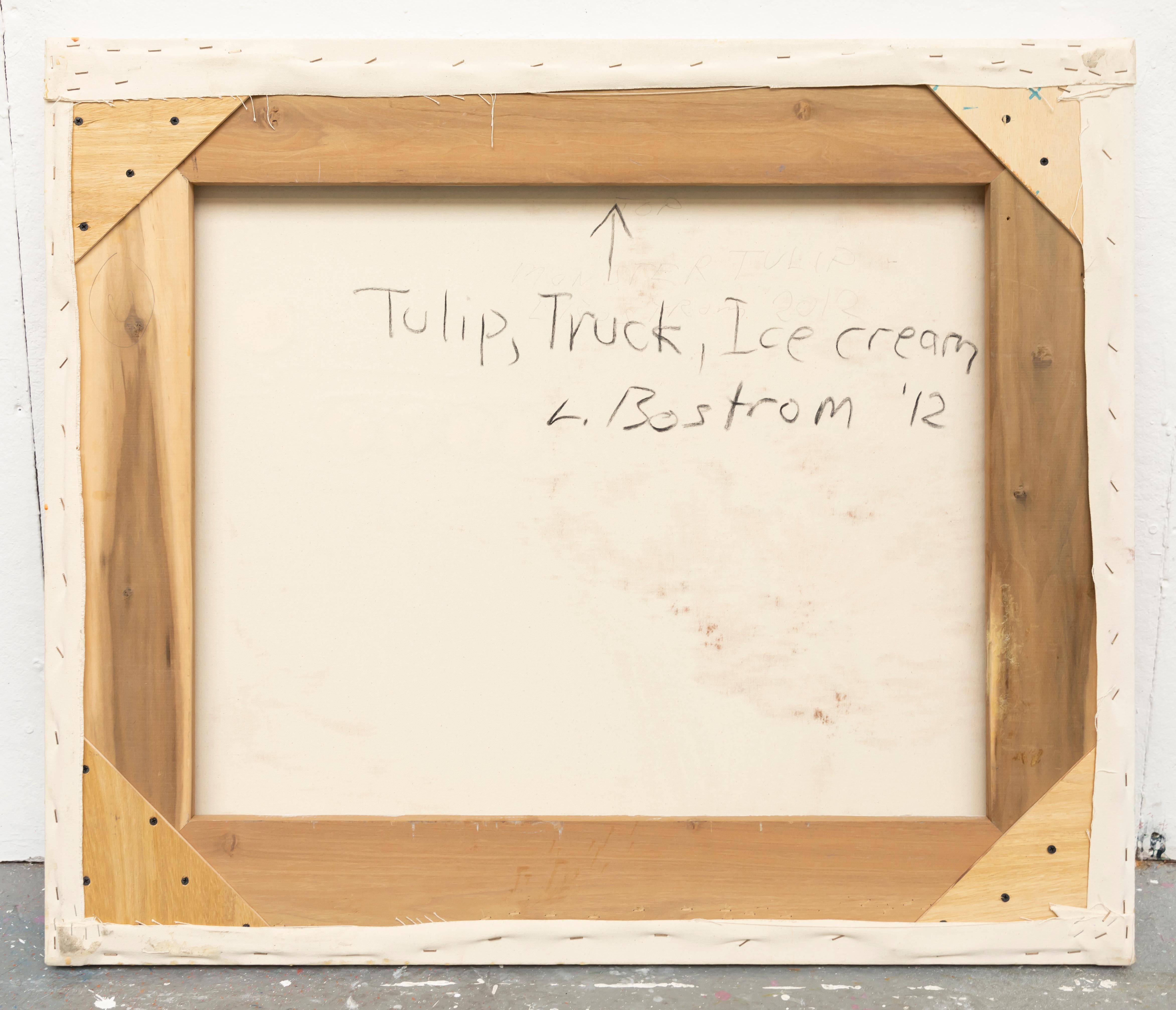 Leslie Bostrom, Tulip, Truck, Ice Cream, Oil on Canvas, 2012 For Sale 4