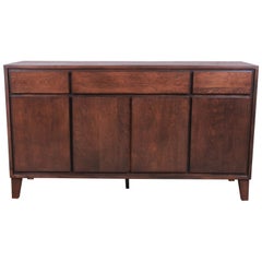 Vintage Leslie Diamond for Conant Ball Birch Sideboard or Bar Cabinet, Newly Refinished