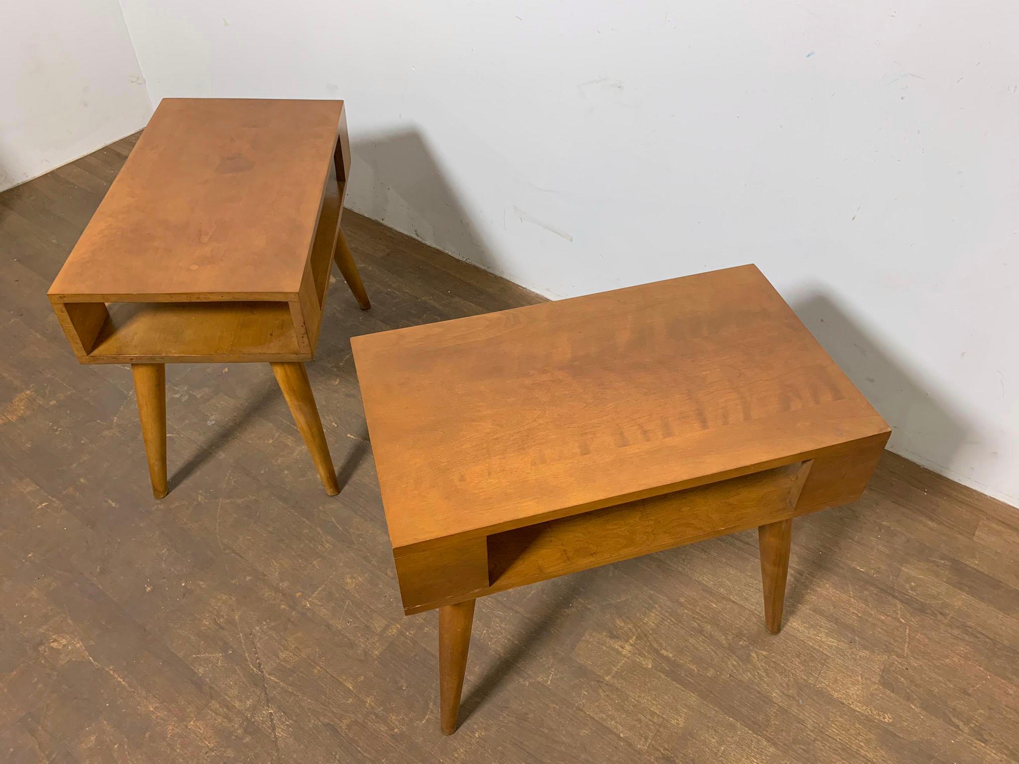 Mid-Century Modern Leslie Diamond for Conant Ball End Tables Circa 1950s