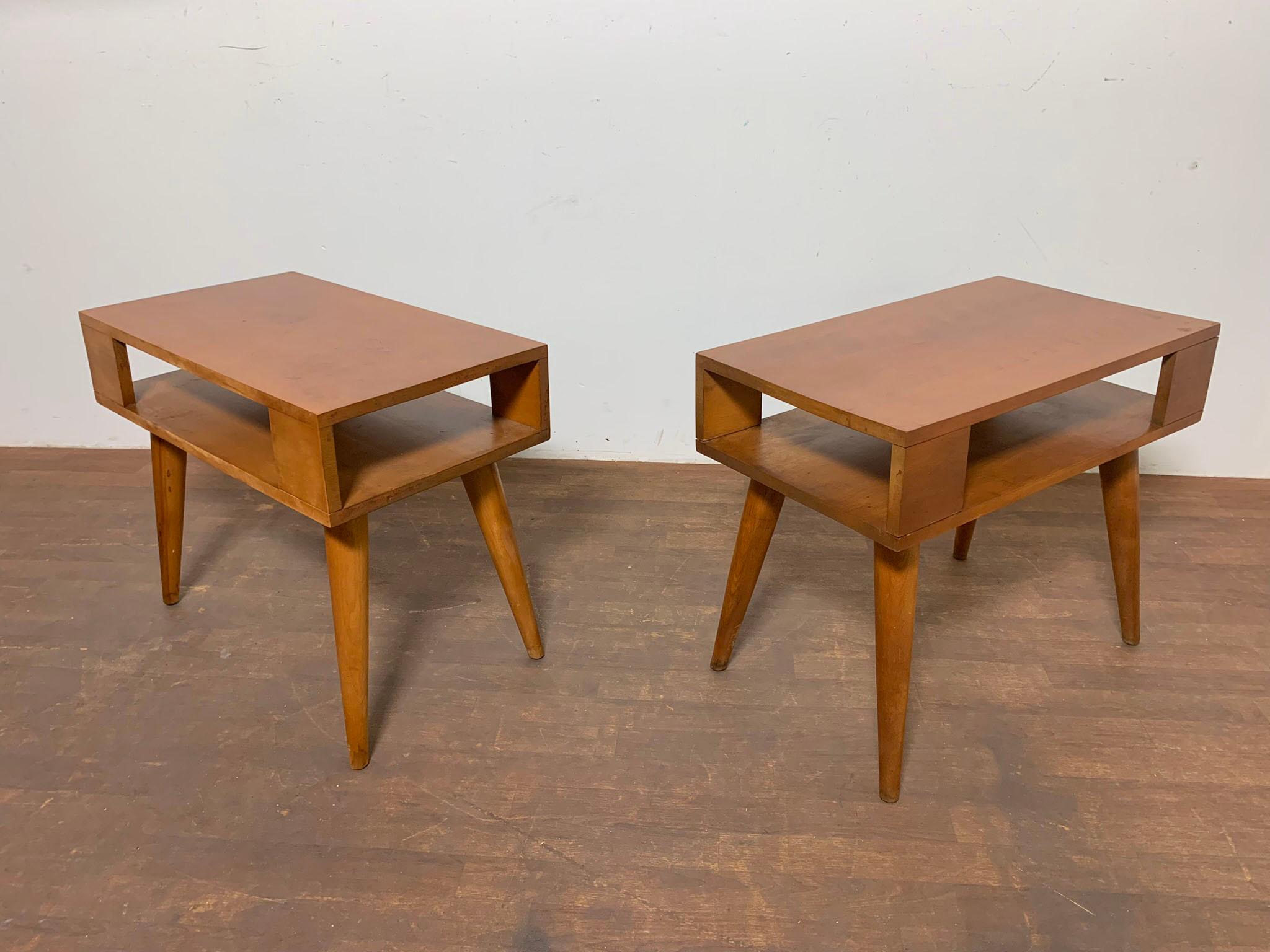 Mid-20th Century Leslie Diamond for Conant Ball End Tables Circa 1950s