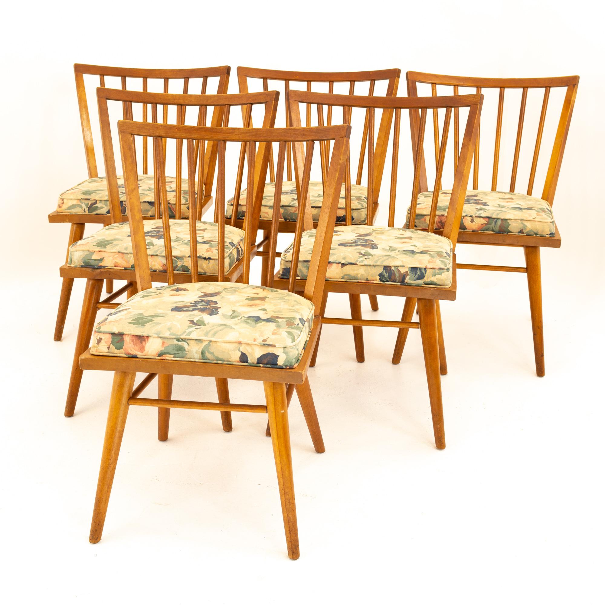 Leslie diamond for Conant ball mid century dining side chairs - set of 6
Each chair measures: 18.25 wide x 20.25 deep x 33 high, with a seat height of 19.25 inches

All pieces of furniture can be had in what we call restored vintage condition.