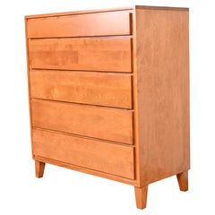 Leslie Diamond per Conant Ball Comò Highboy in betulla massiccia della modernità di metà secolo