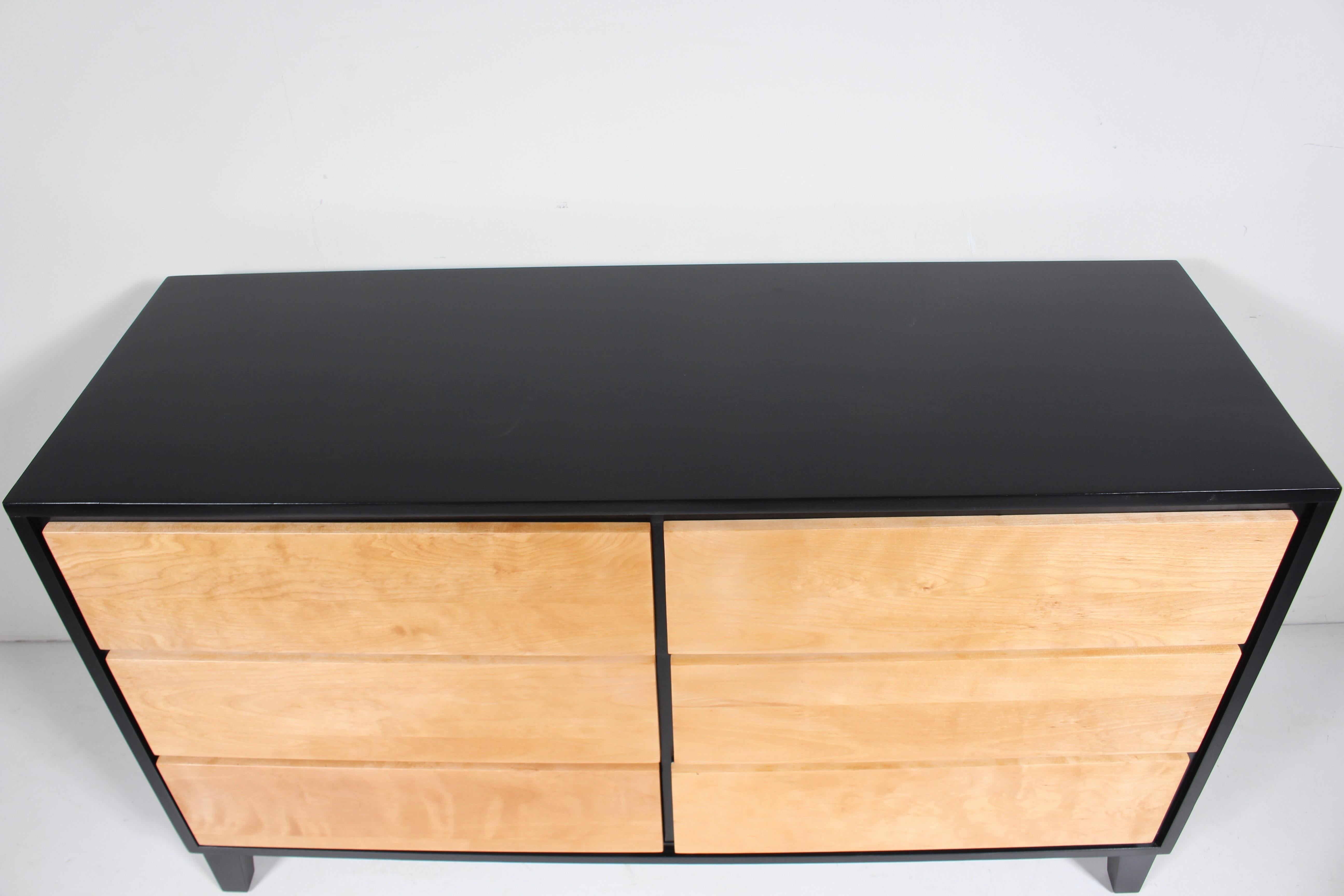 Leslie Diamond for Conant Ball Solid Birch & Black Six Drawer Dresser, 1950's 3