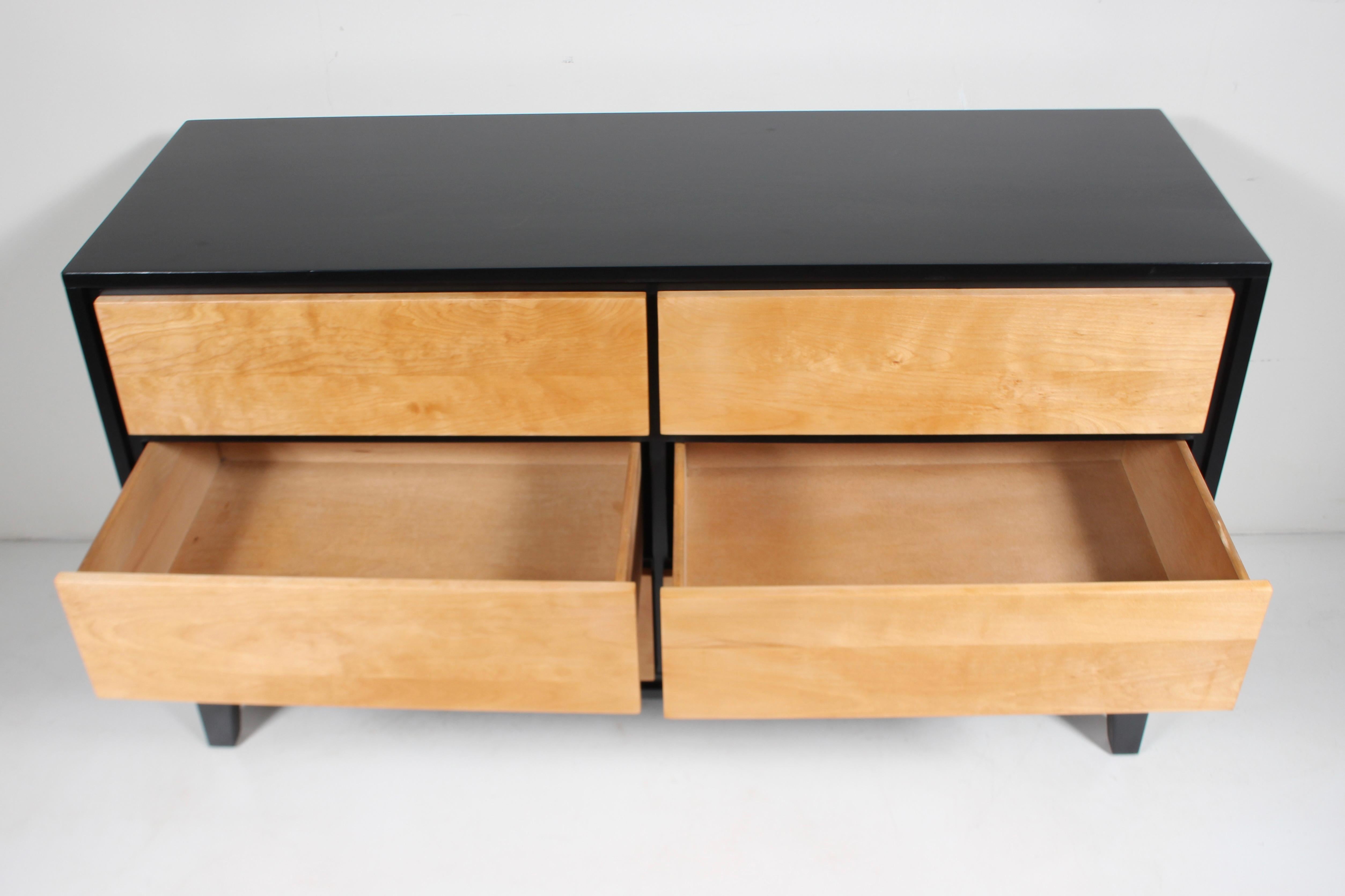 Leslie Diamond for Conant Ball Solid Birch & Black Six Drawer Dresser, 1950's 5