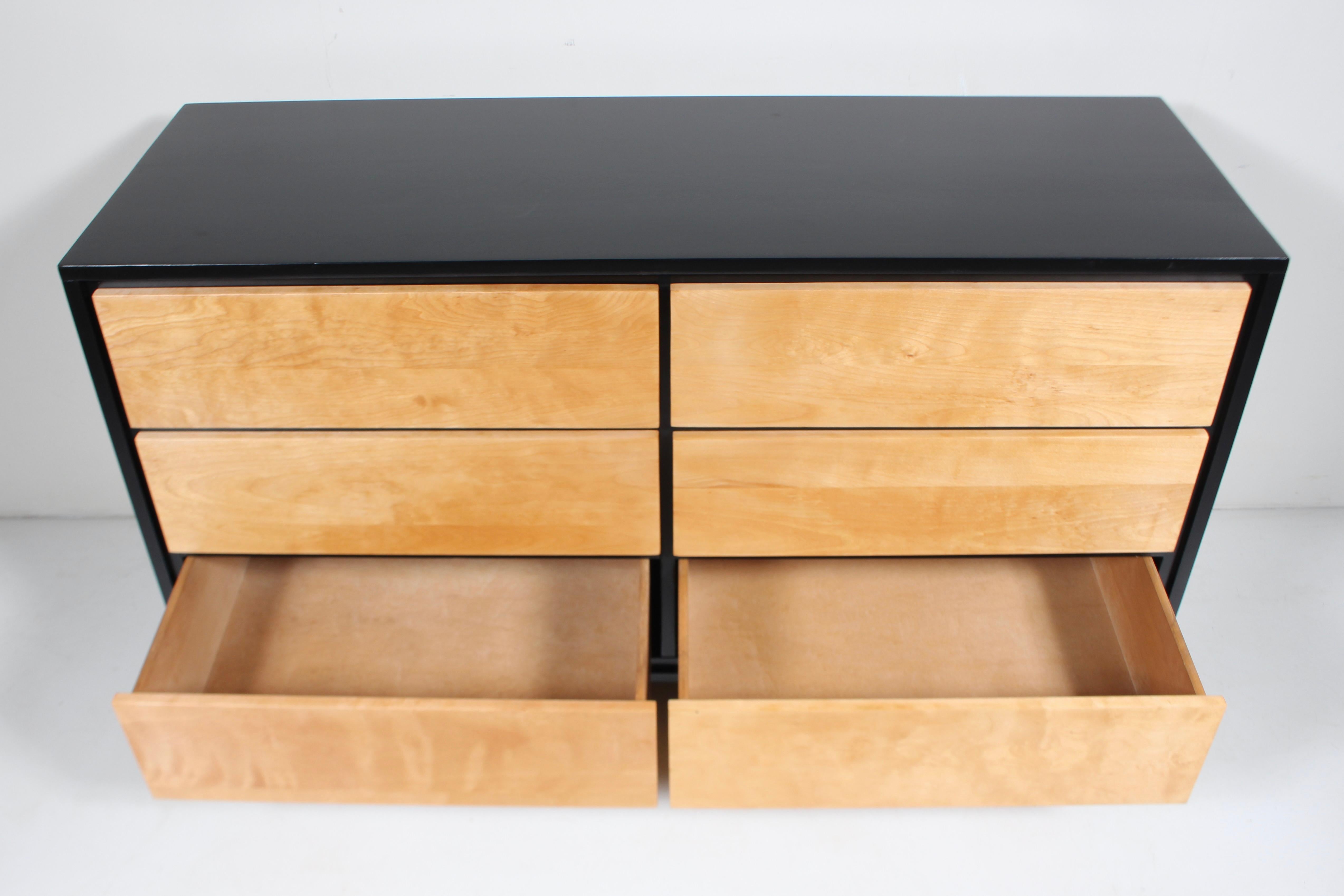 Leslie Diamond for Conant Ball Solid Birch & Black Six Drawer Dresser, 1950's 6