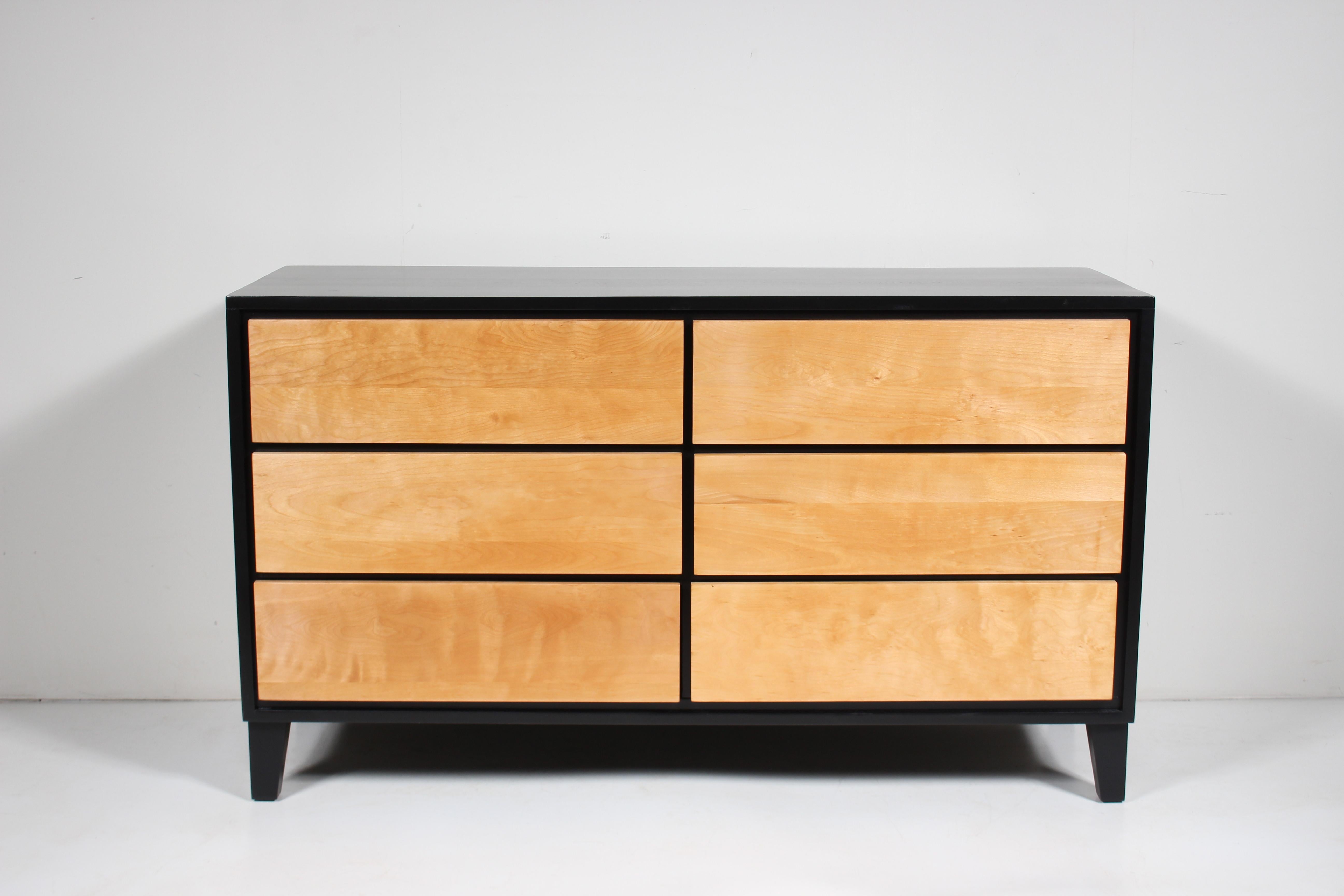 Leslie Diamond for Conant Ball Solid Birch & Black Six Drawer Dresser, 1950's 12