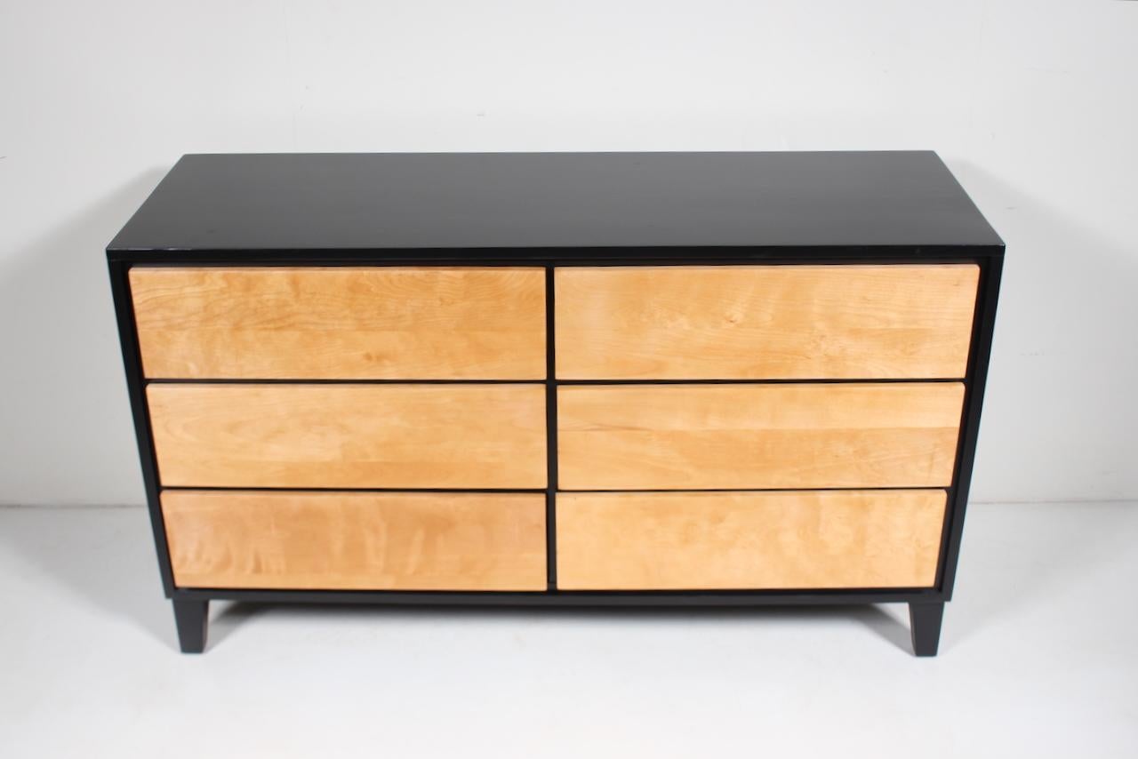 Leslie Diamond for Conant Ball Solid Birch & Black Six Drawer Dresser, 1950's 13