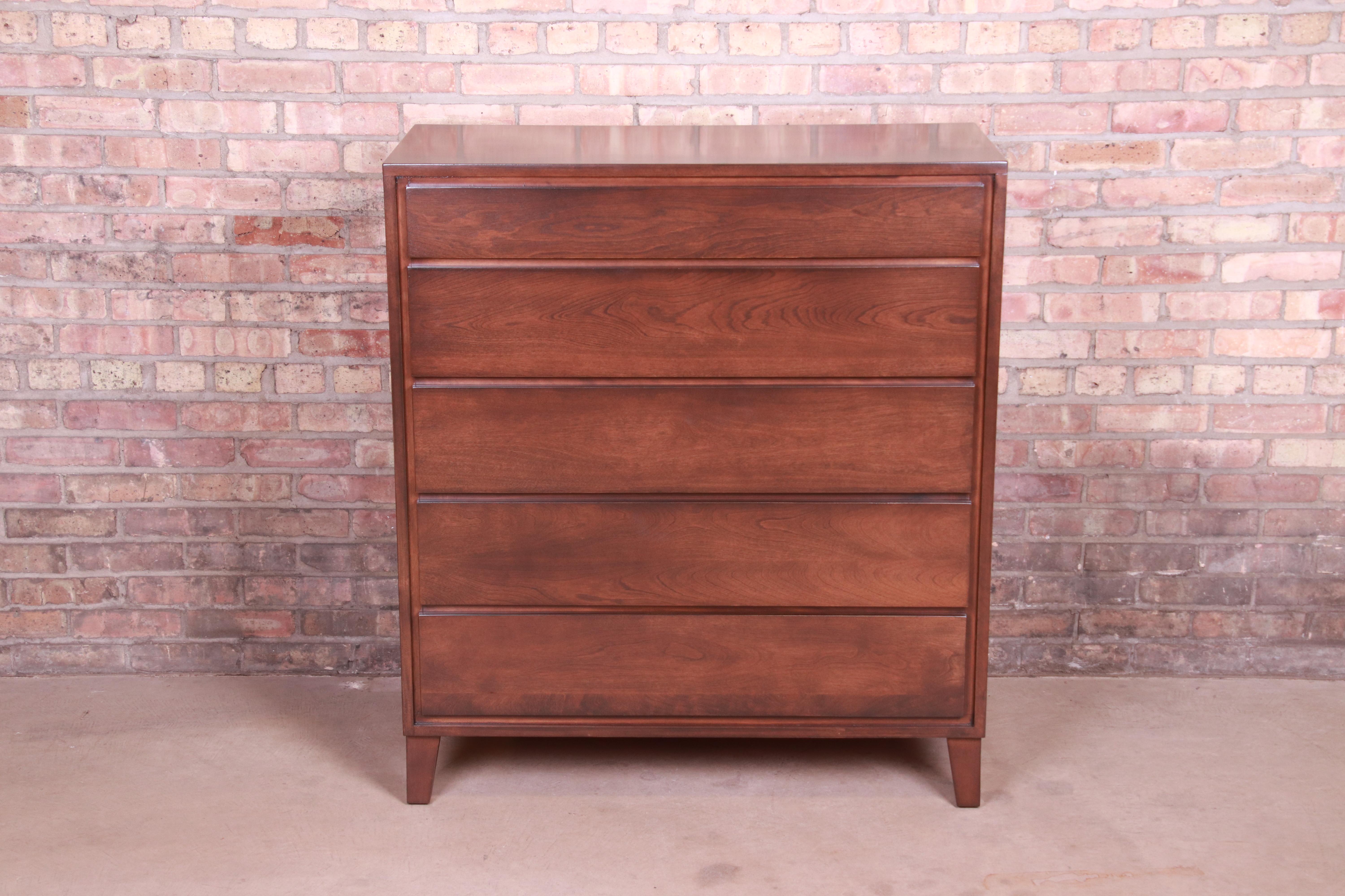 Mid-Century Modern Leslie Diamond for Conant Ball Solid Birch Chest of Drawers, Newly Refinished For Sale