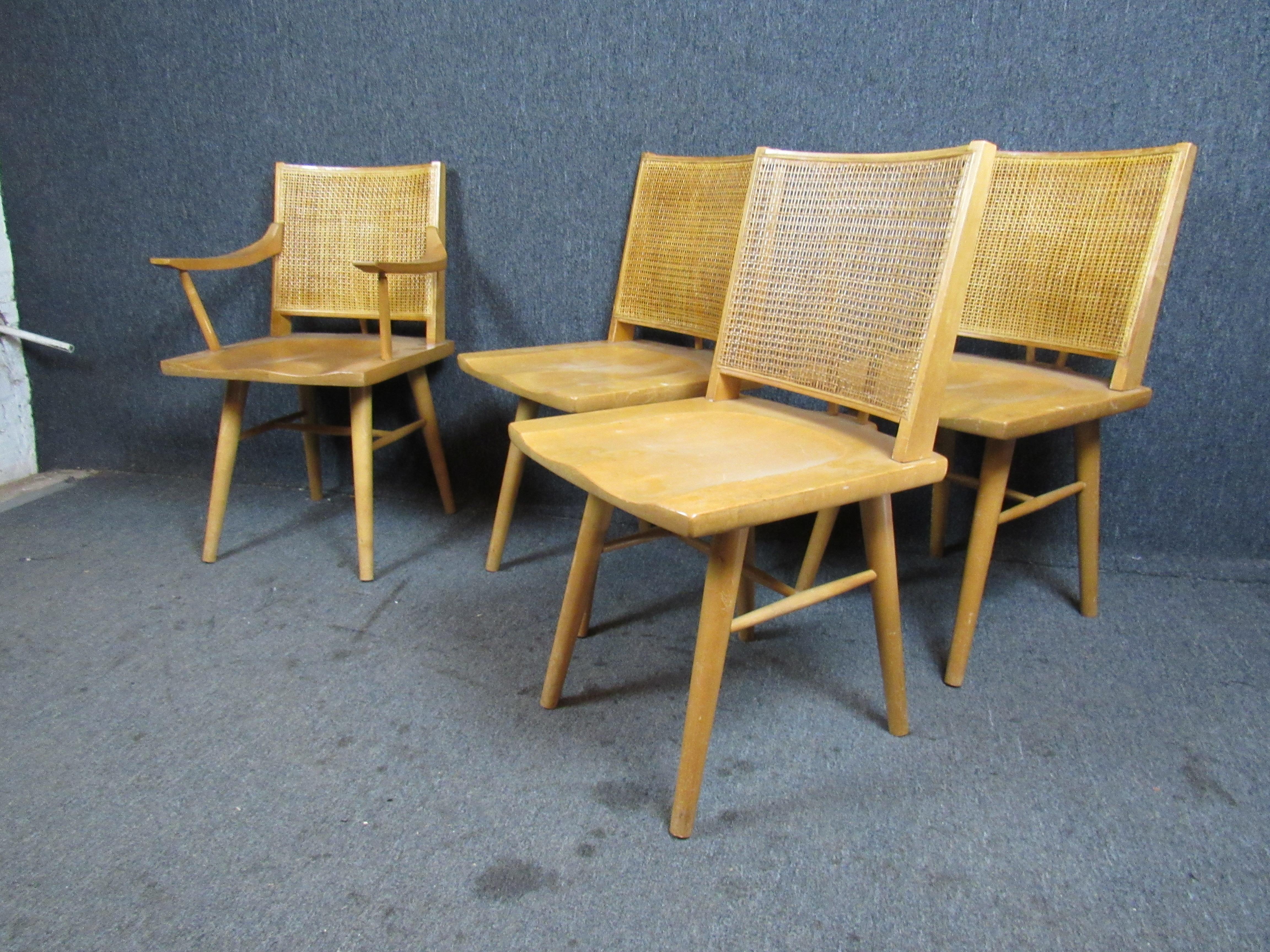 Caning Leslie Diamond for Conant Ball Wicker Back Chairs