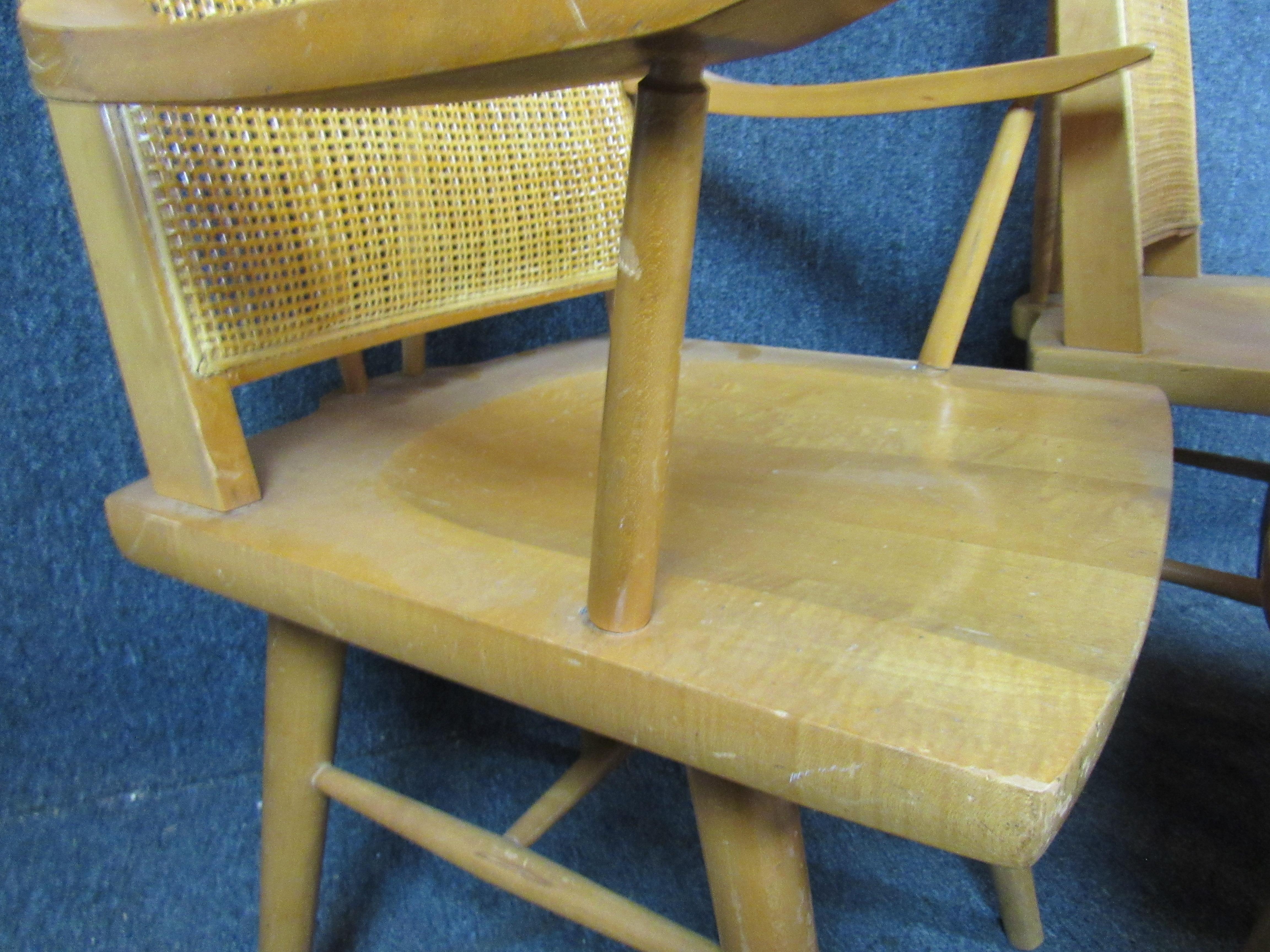 20th Century Leslie Diamond for Conant Ball Wicker Back Chairs