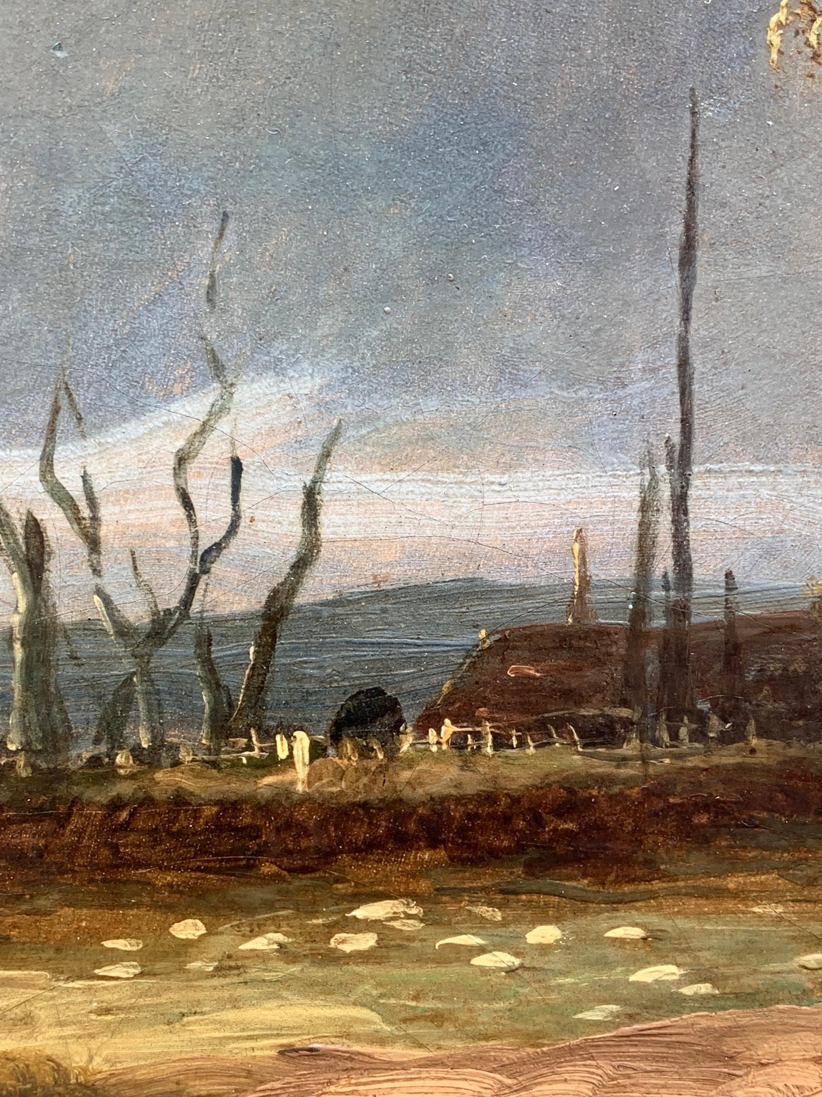 Paisajes rurales ingleses del siglo XIX, con cabras junto a un río y personas - Painting Victoriano de LESLIE E.B. SMYTHE