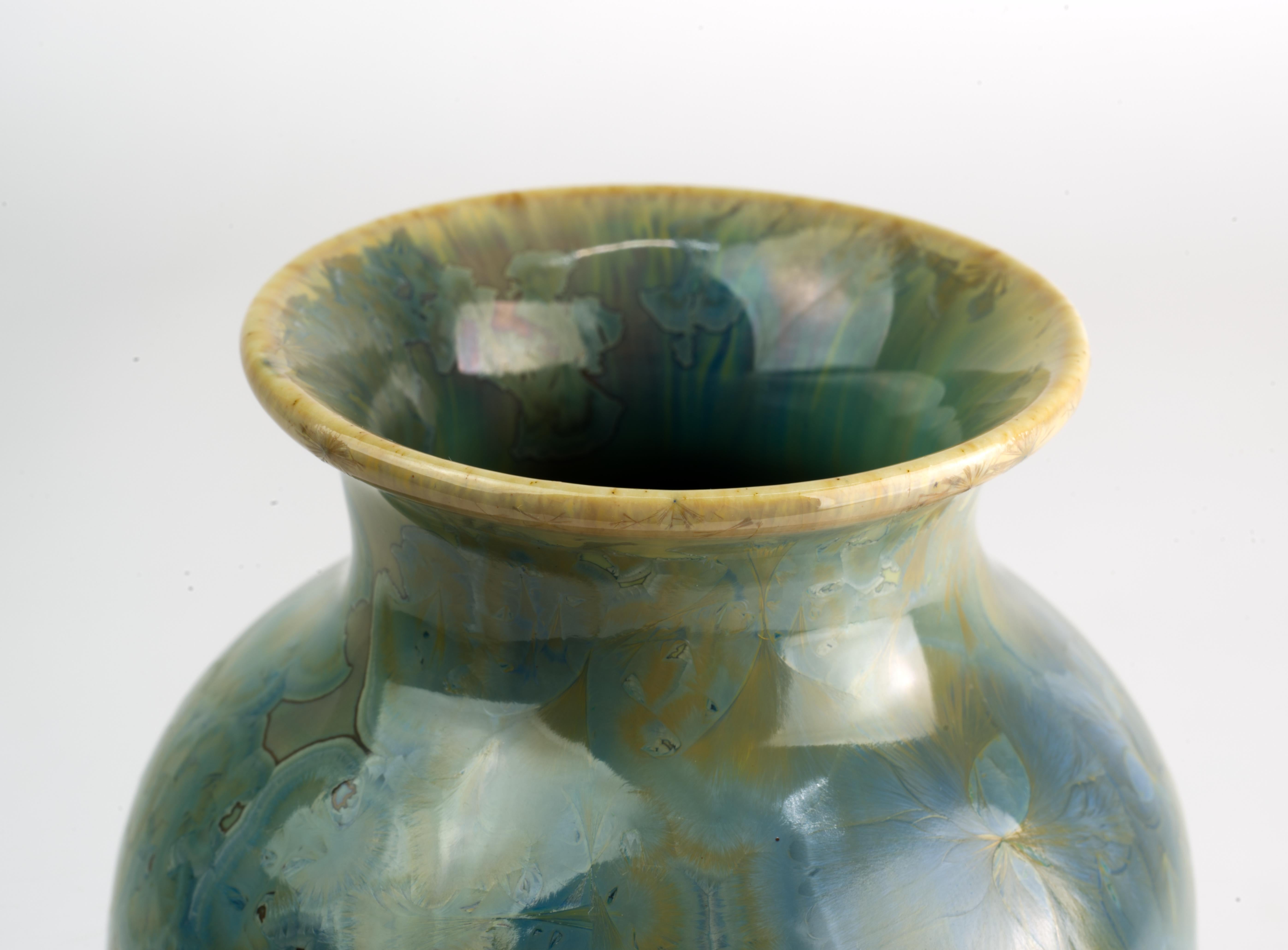 Céramique Vase à glaçure cristalline Leslie Ehrlich signé Art Pottery  en vente