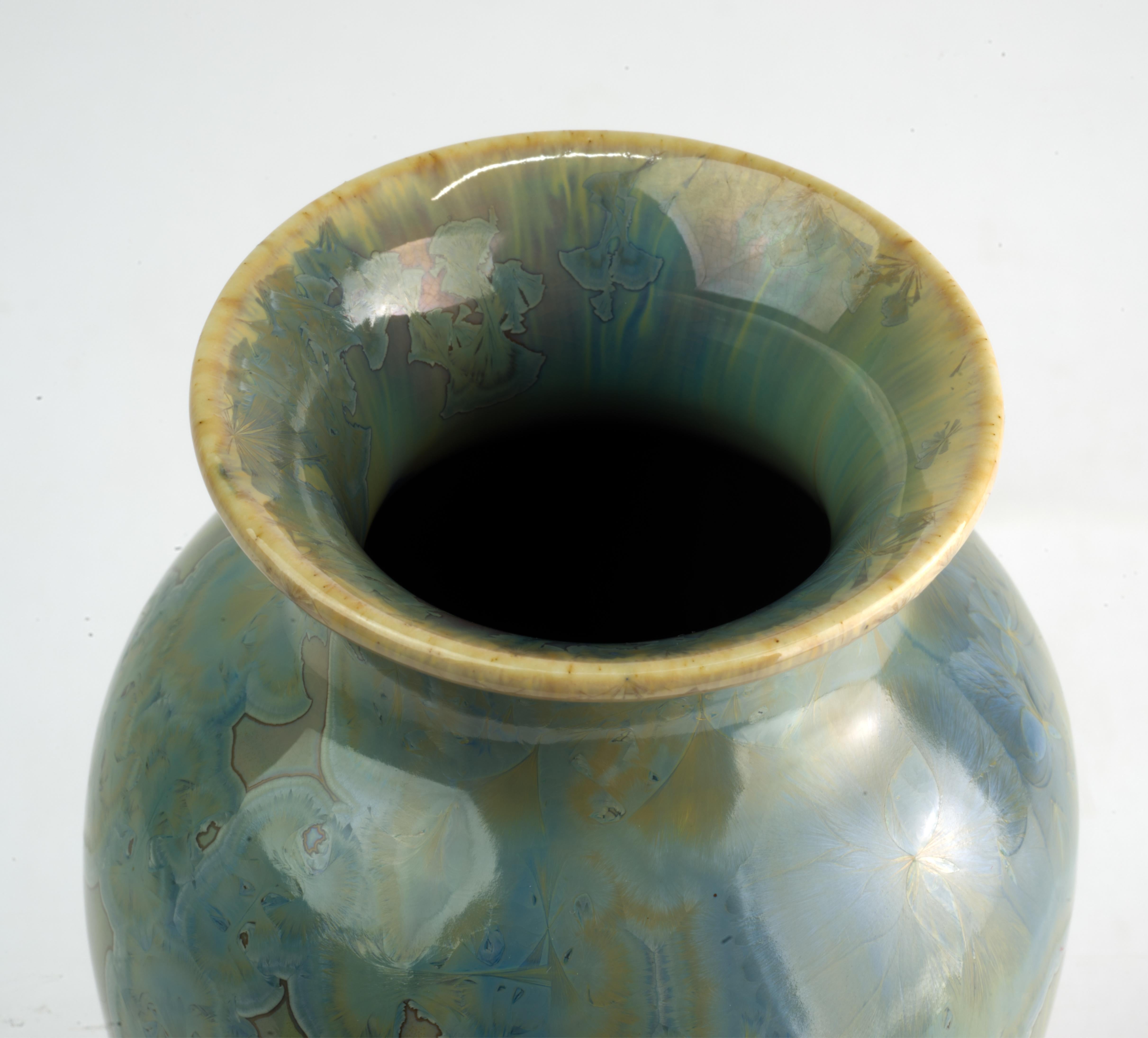Vase à glaçure cristalline Leslie Ehrlich signé Art Pottery  en vente 1