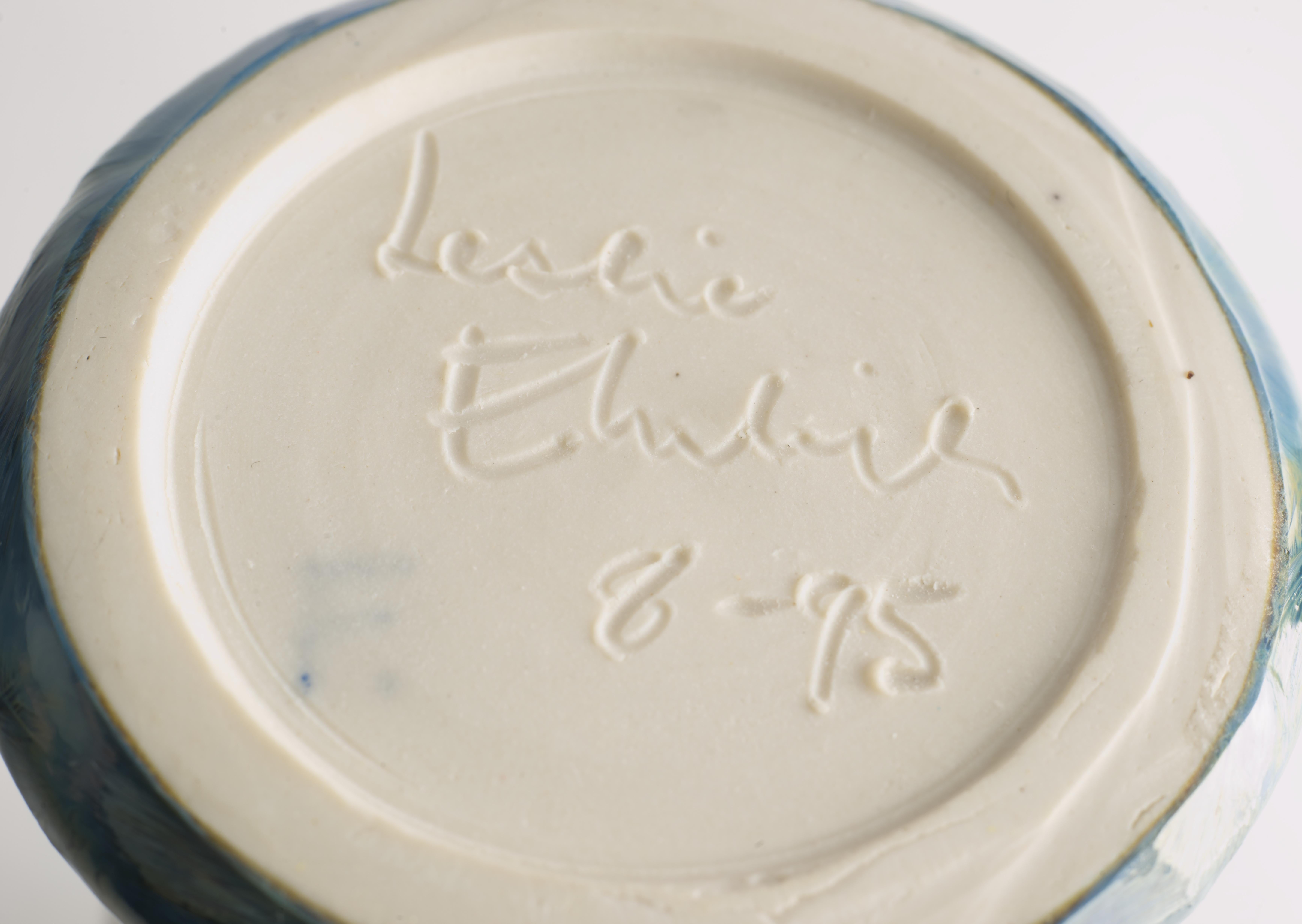 Leslie Ehrlich Crystalline Glaze Bud Vase Signed Art Pottery  For Sale 2