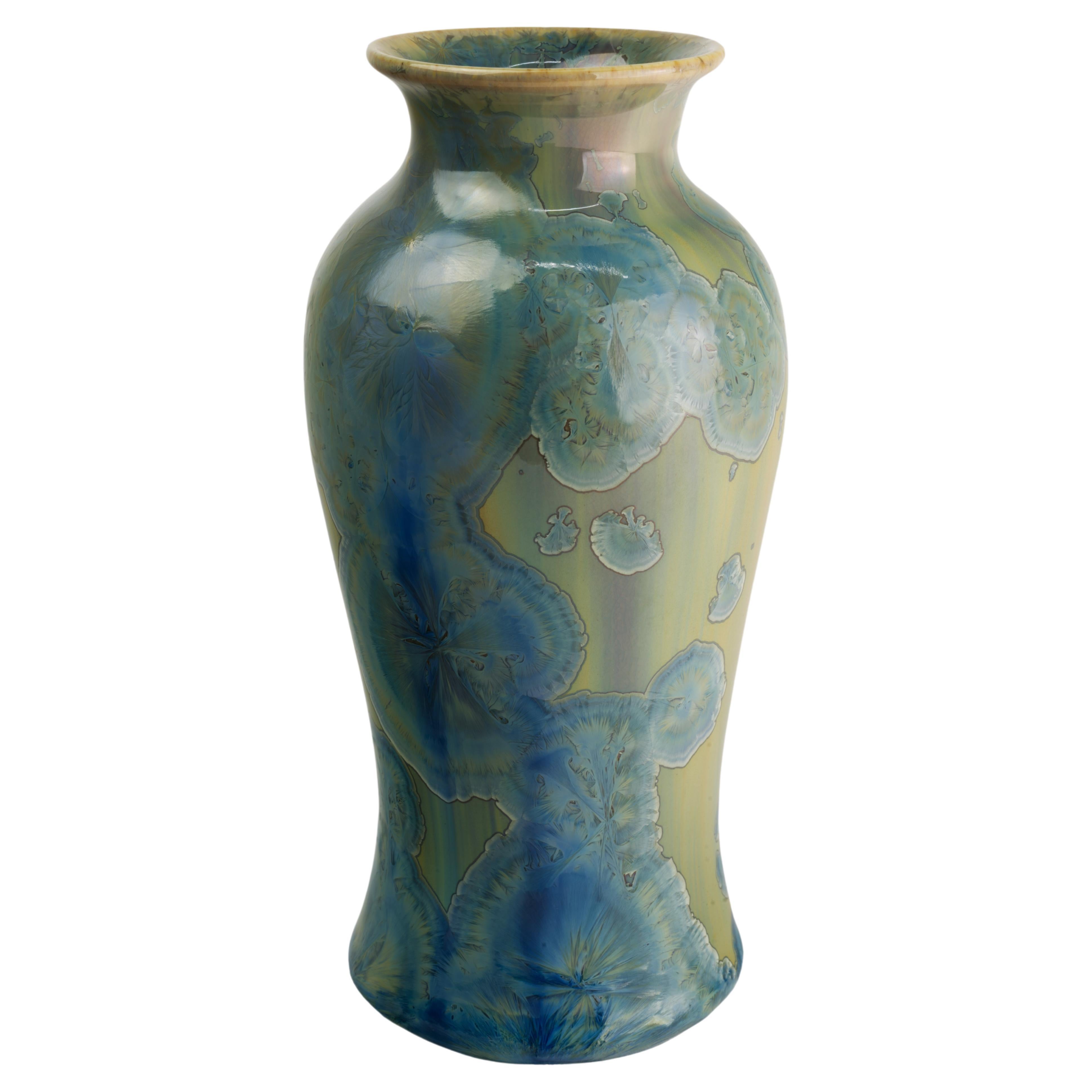 Vase à glaçure cristalline Leslie Ehrlich signé Art Pottery 