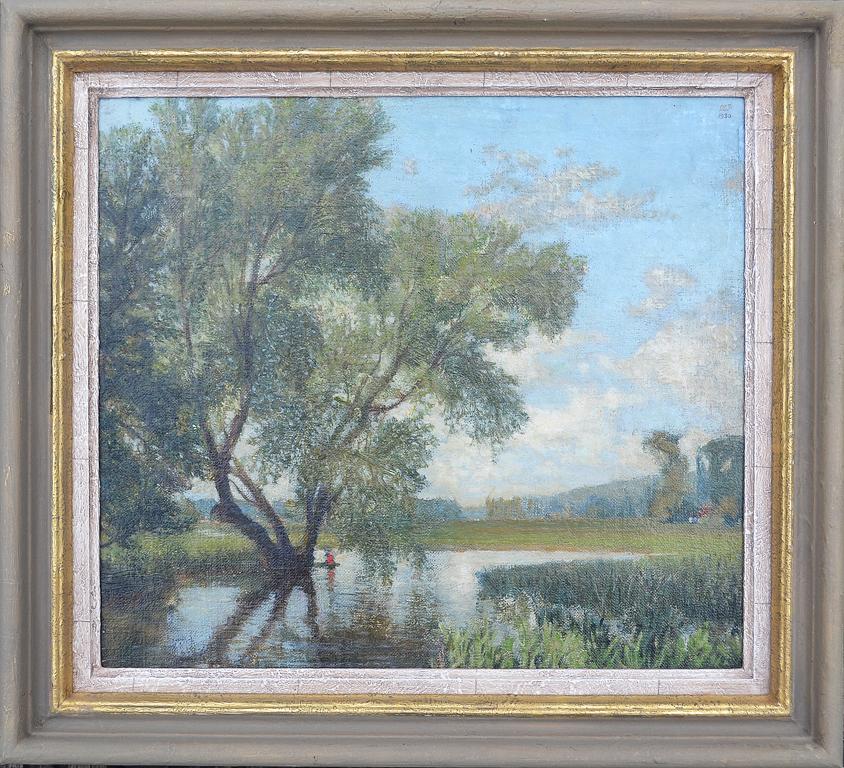 A Willow Tree -  British landscape, 20th Century, Oil - Painting by Leslie Ernest Parkinson