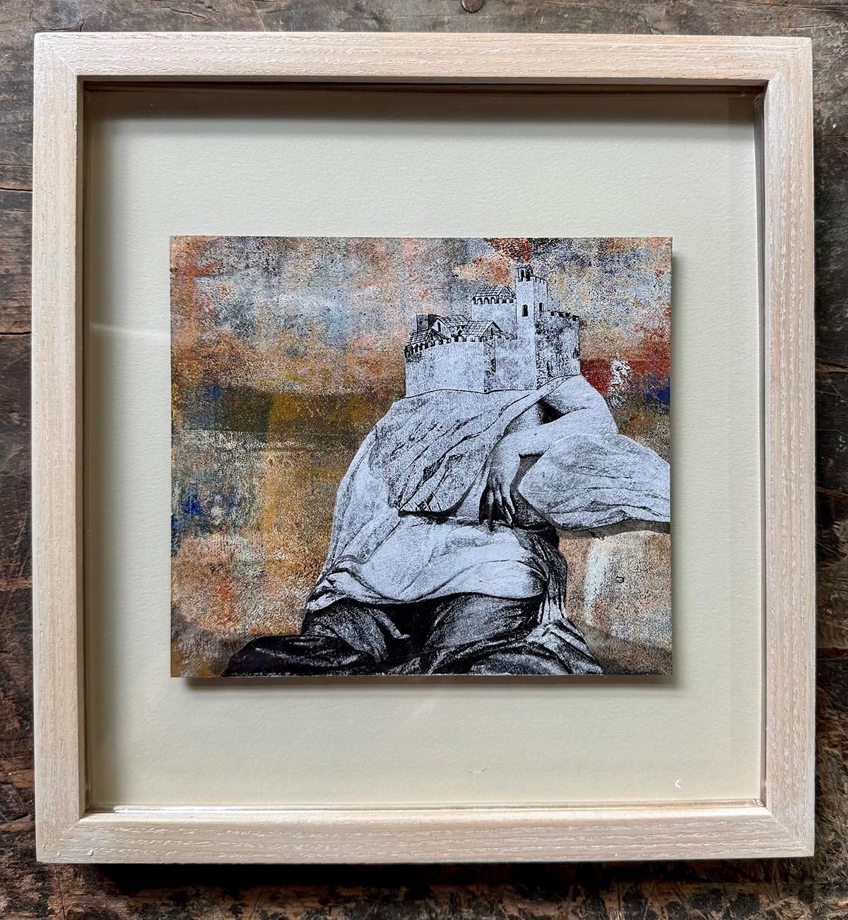 Leslie Fry_Steep Drape_2018_Acrylic, Ink, Collage on paper_Surrealism For Sale 1