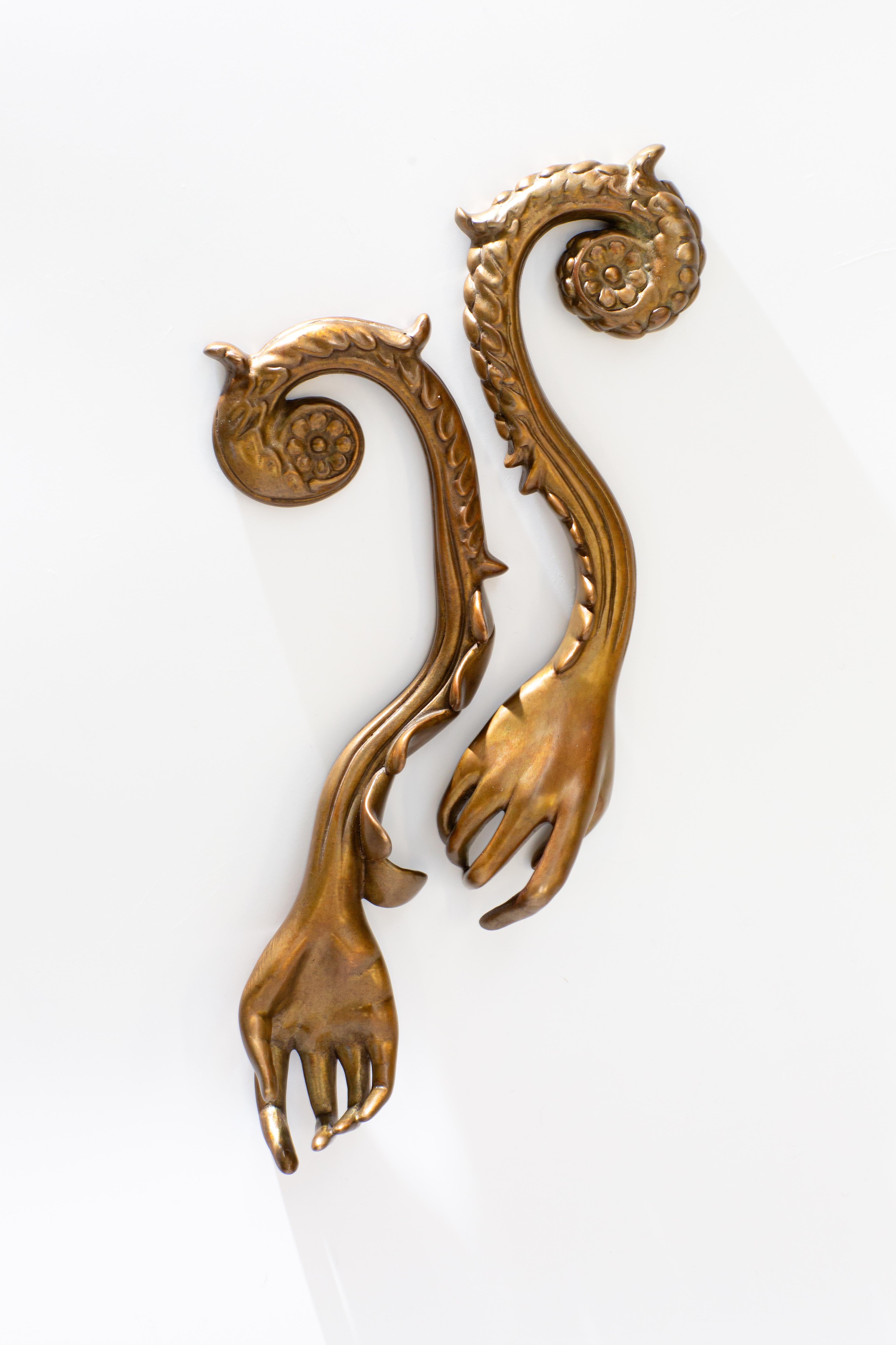 Leslie Fry, Receive, Edition of 10, Cast bronze, Cuffed Series, Hand Sculptures For Sale 8