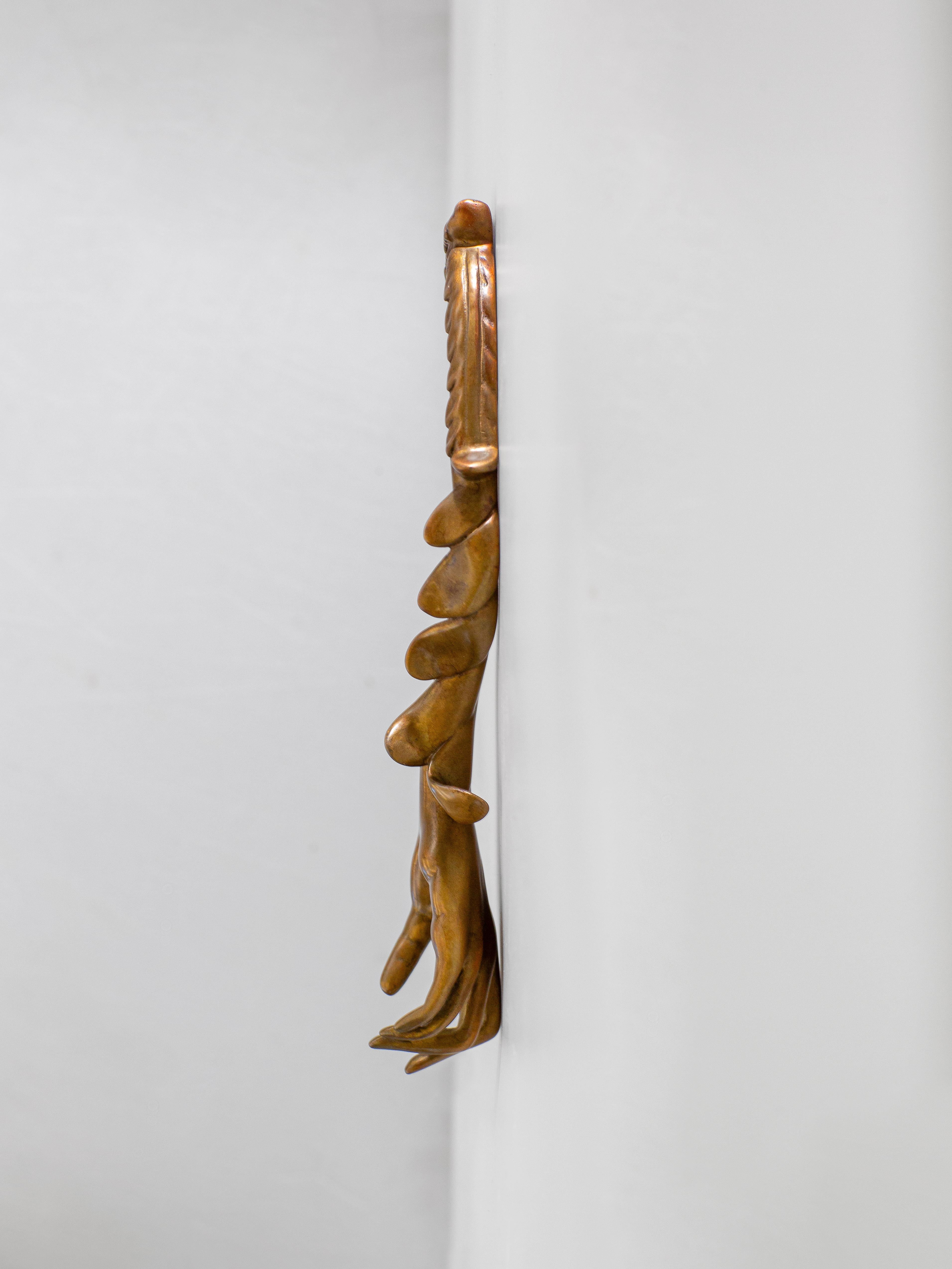 Leslie Fry, Receive, Edition of 10, Cast bronze, Cuffed Series, Hand Sculptures For Sale 2