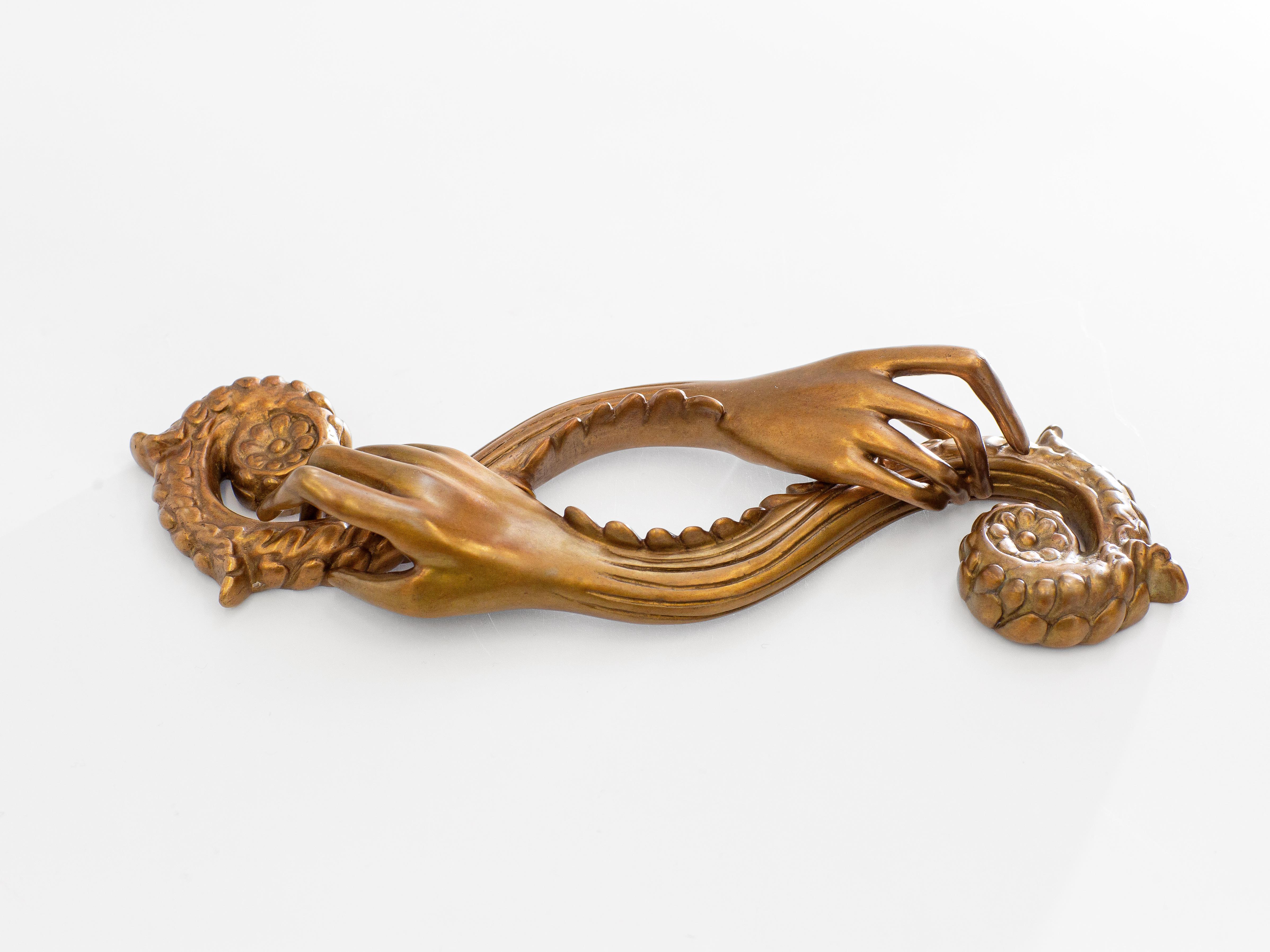 Leslie Fry, Release, Cast bronze, Edition of 10, Cuffed Series, Hand Sculptures For Sale 4
