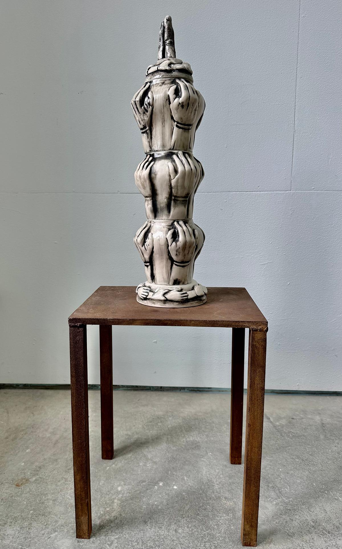Leslie Fry_Held_2014_glazed vitreous china, pigment_Feminist Figurative_Kohler For Sale 1