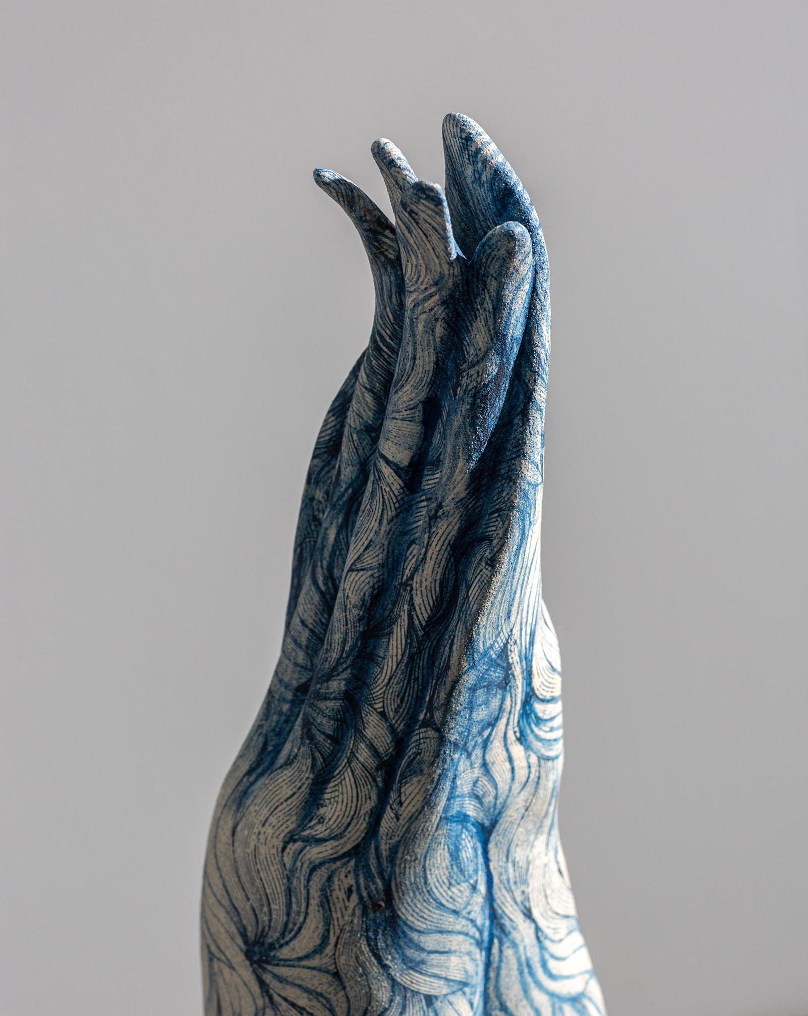 Leslie Fry_Stand_2025_ceramic, cast iron base, pigments_Feminist Figurative For Sale 5