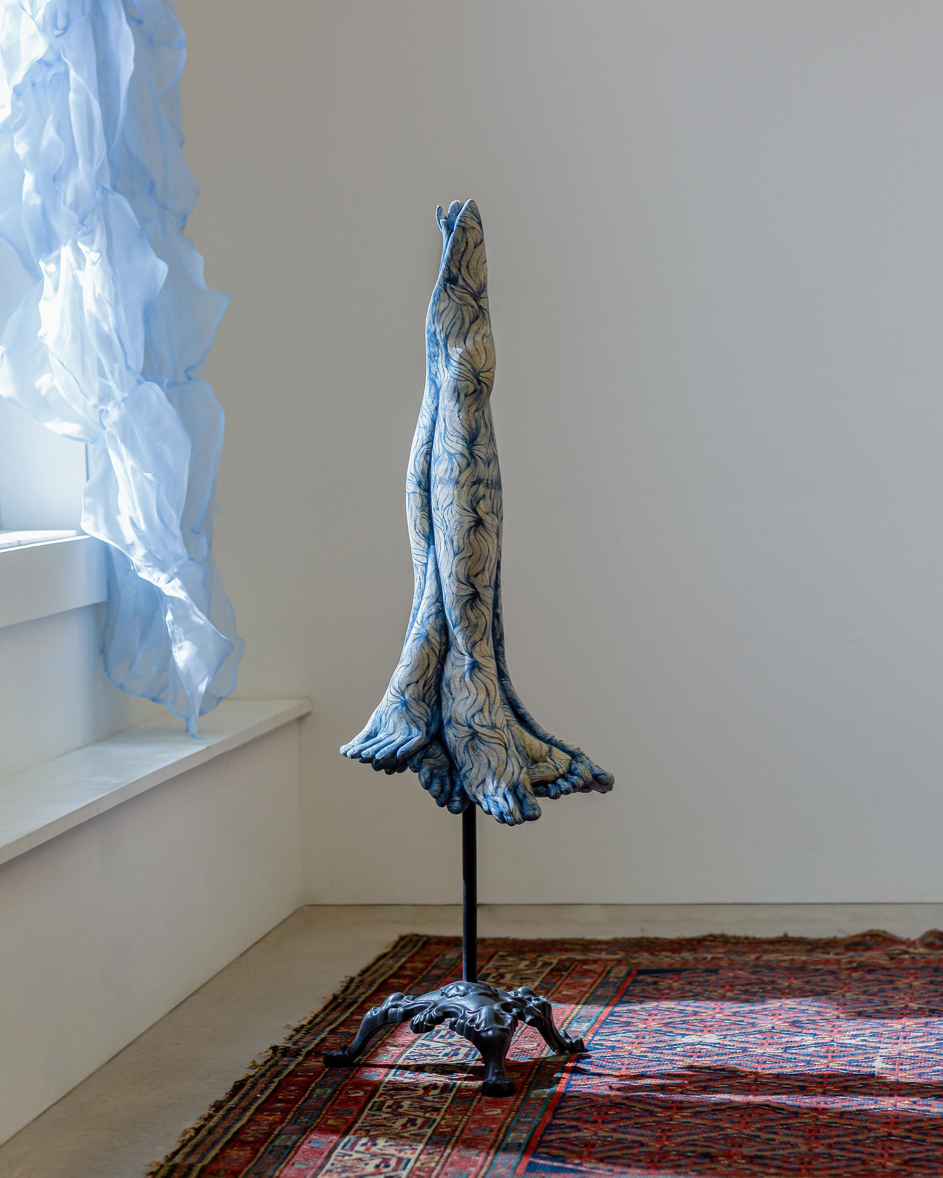 Leslie Fry_Stand_2025_ceramic, cast iron base, pigments_Feminist Figurative For Sale 7