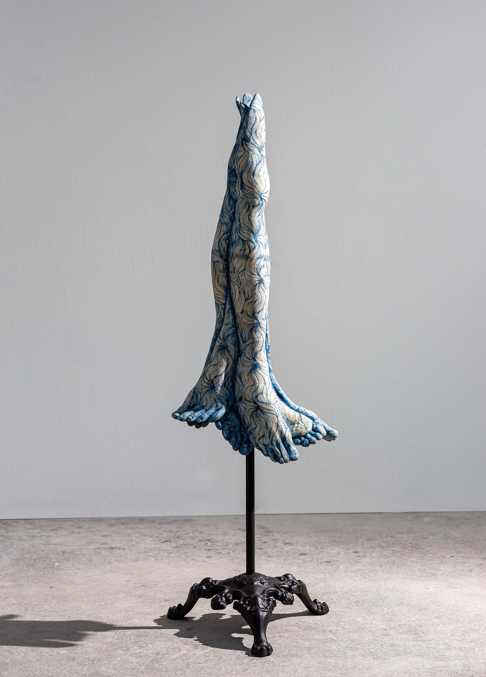 Leslie Fry_Stand_2025_ceramic, cast iron base, pigments_Feminist Figurative