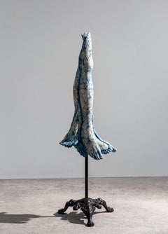 Leslie Fry_Stand_2025_ceramic, cast iron base, pigments_Feminist Figurative