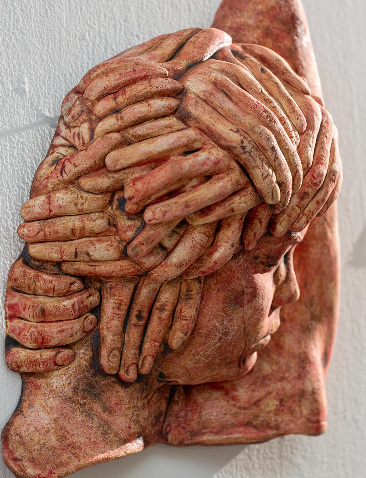 Leslie Fry_Touched_2025_Ceramic sculpture_Portraiture For Sale 3