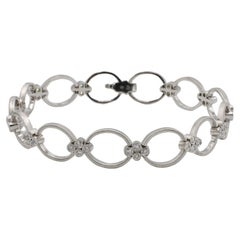 Leslie Greene Pulsera de eslabones con círculo de diamantes naturales de oro blanco de 18 quilates