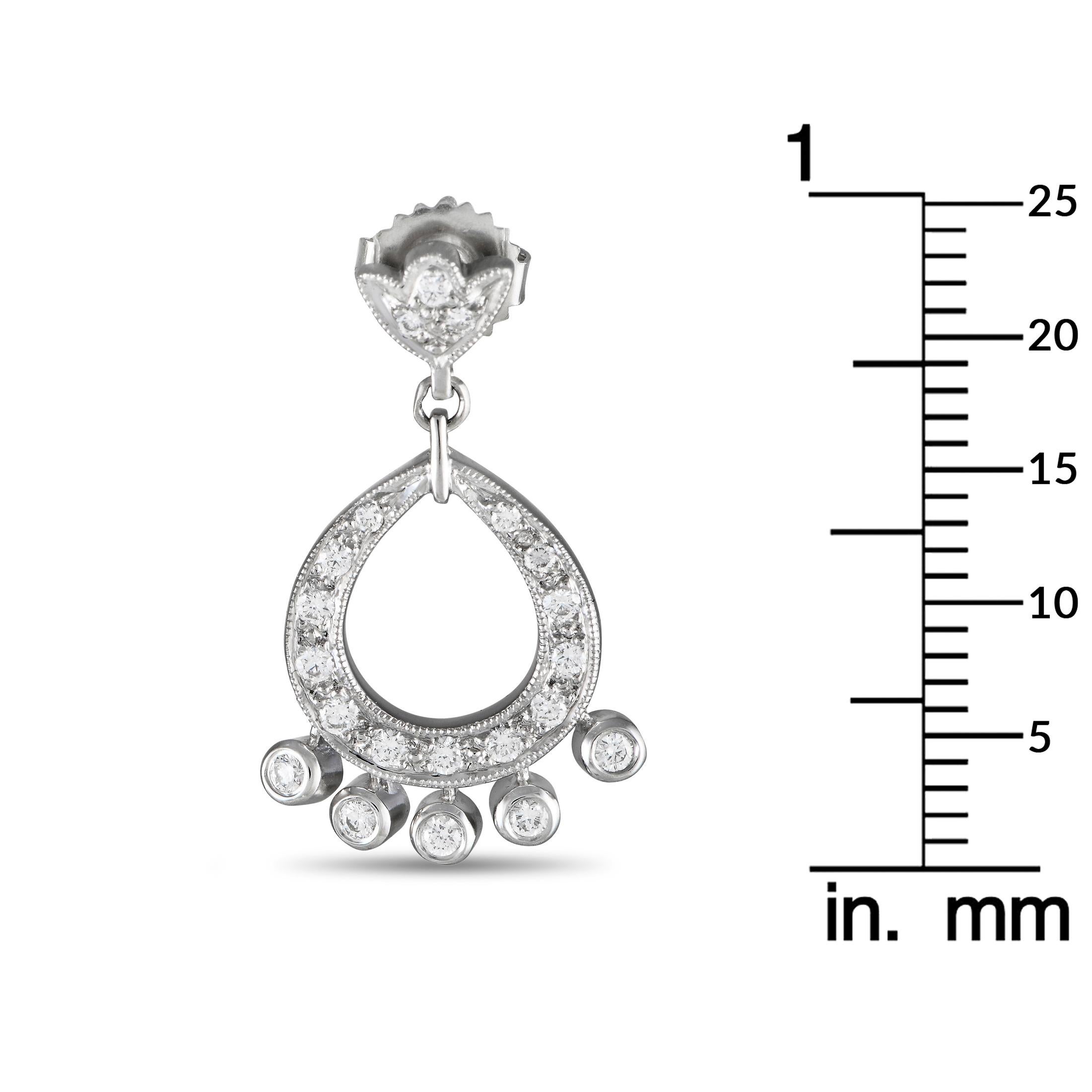 Leslie Greene 18K White Gold 0.65ct Diamond Drop Earrings LG25-020124 In Excellent Condition For Sale In Southampton, PA