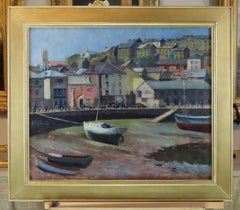 Original Oil on Canvas, Leslie Hall Woollatt. "A Cornish Habour"