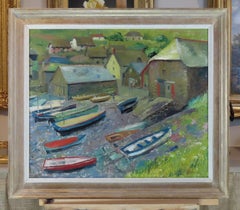 Original Oil on Canvas. Leslie Hall Woollatt. "Cadgwith Lizard, West Cornwall"