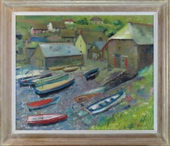 Original Oil on Canvas. Leslie Hall Woollatt. "Cadgwith Lizard, West Cornwall"
