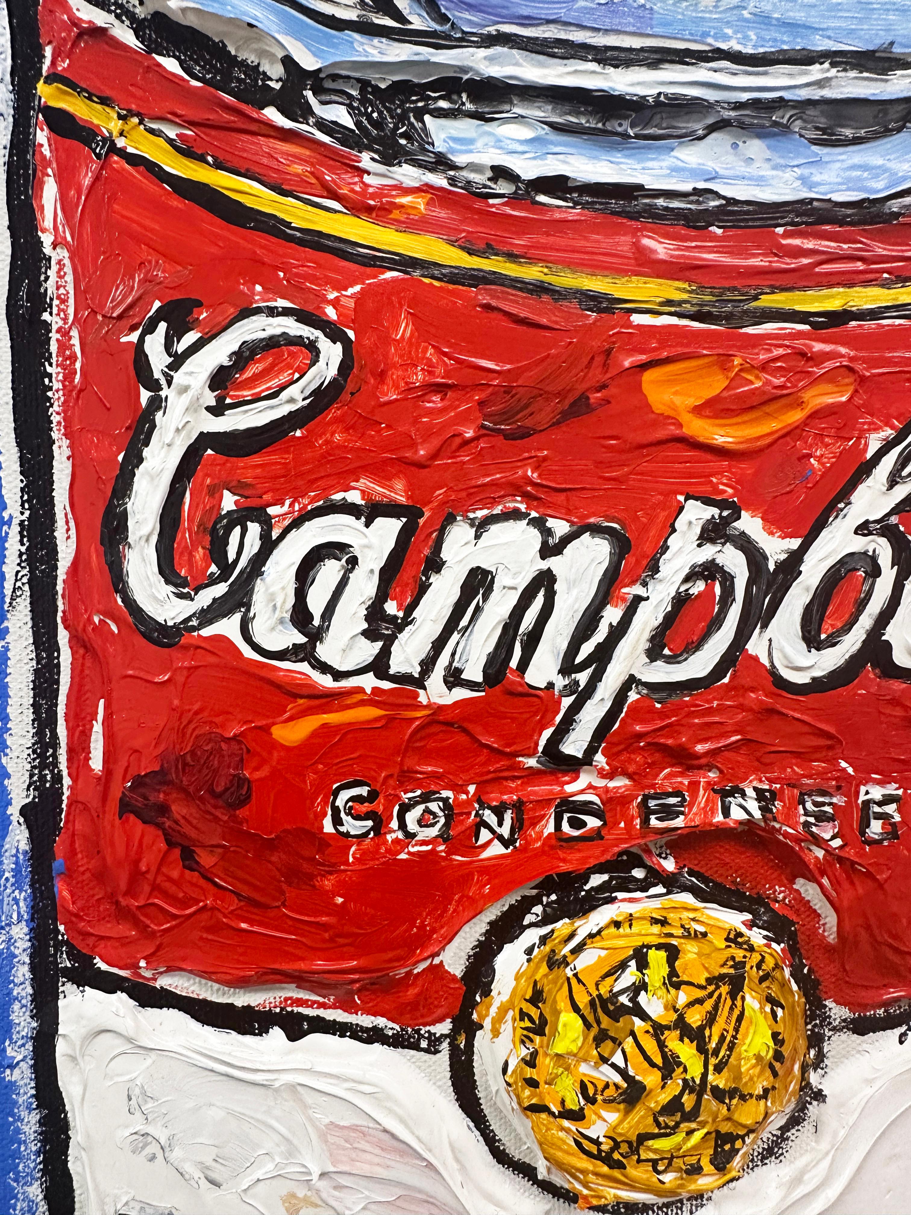 Campbell's Soup Favorites - Minestrone - Beige Figurative Painting by Leslie Lew