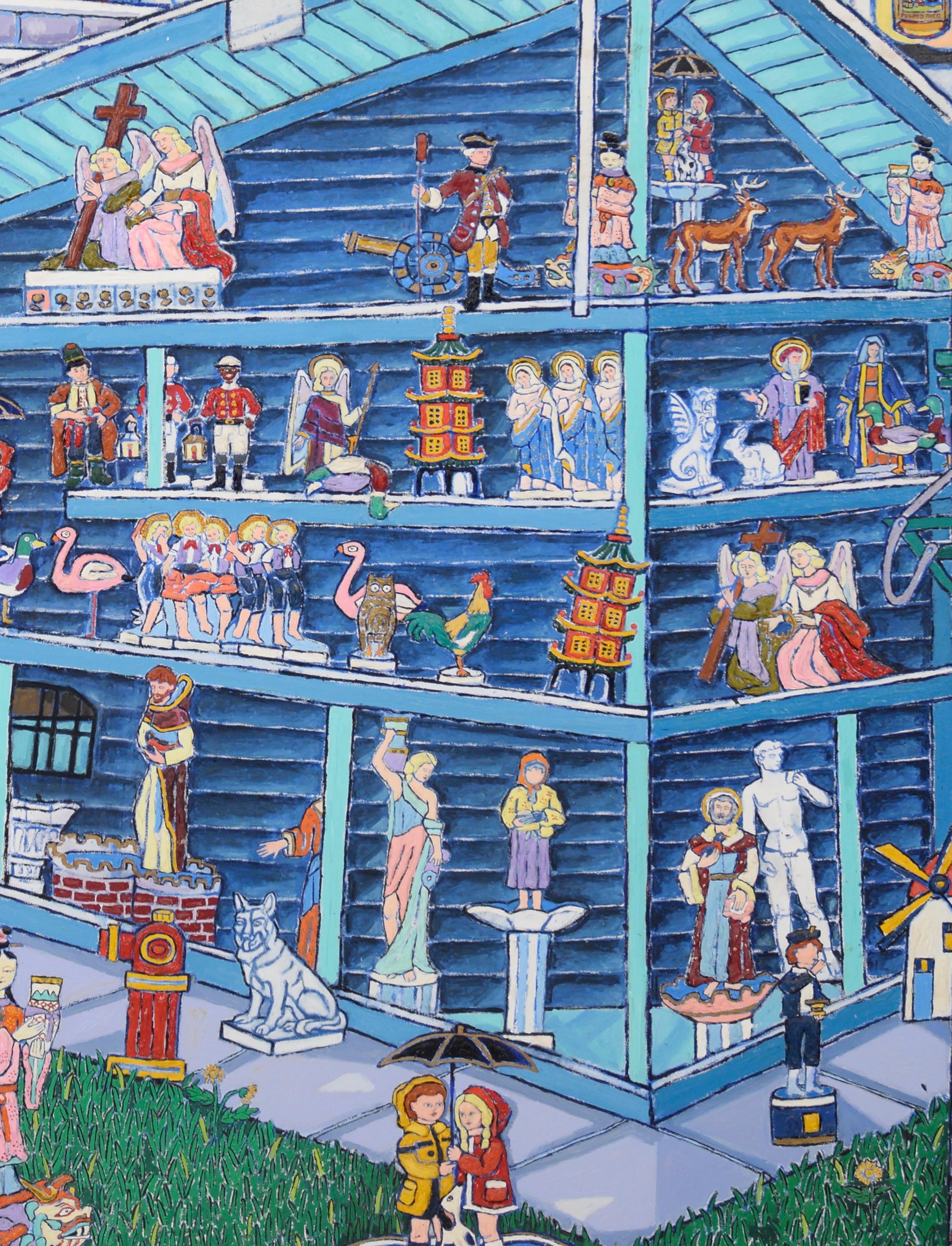 Grande peinture à l'huile du Chicago Trade Show « Makers of Original New Art » - Painting de Leslie Lew