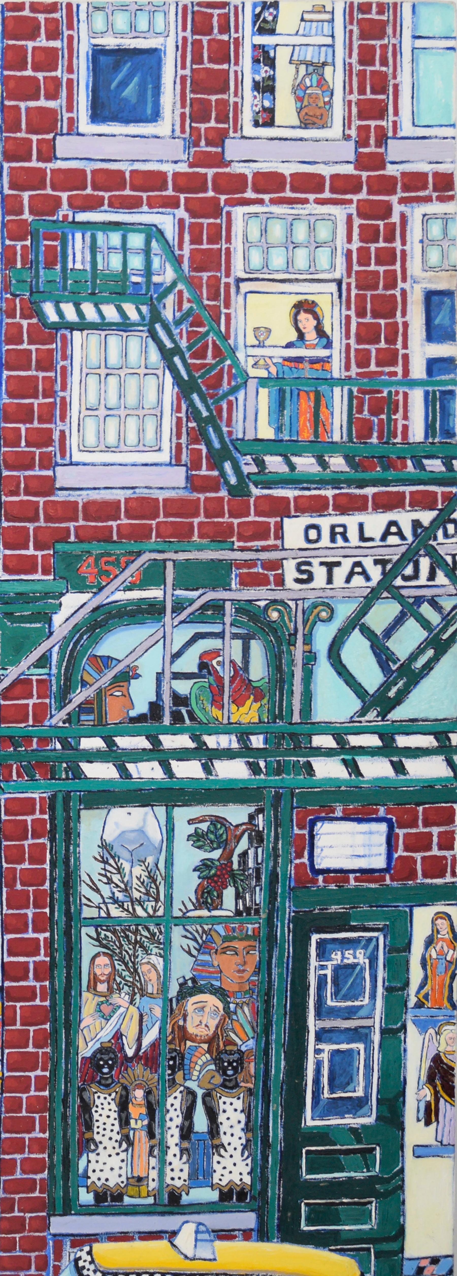 Grande peinture à l'huile du Chicago Trade Show « Makers of Original New Art » - Contemporain Painting par Leslie Lew